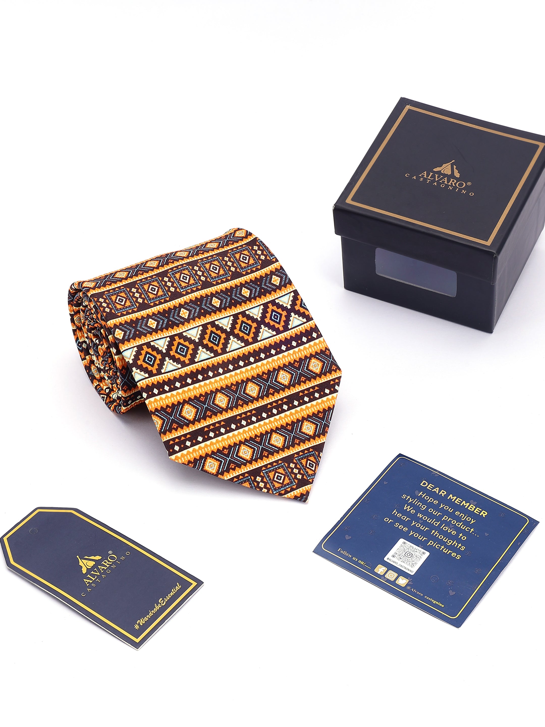 Earth-Tone Tribal Geometric Necktie