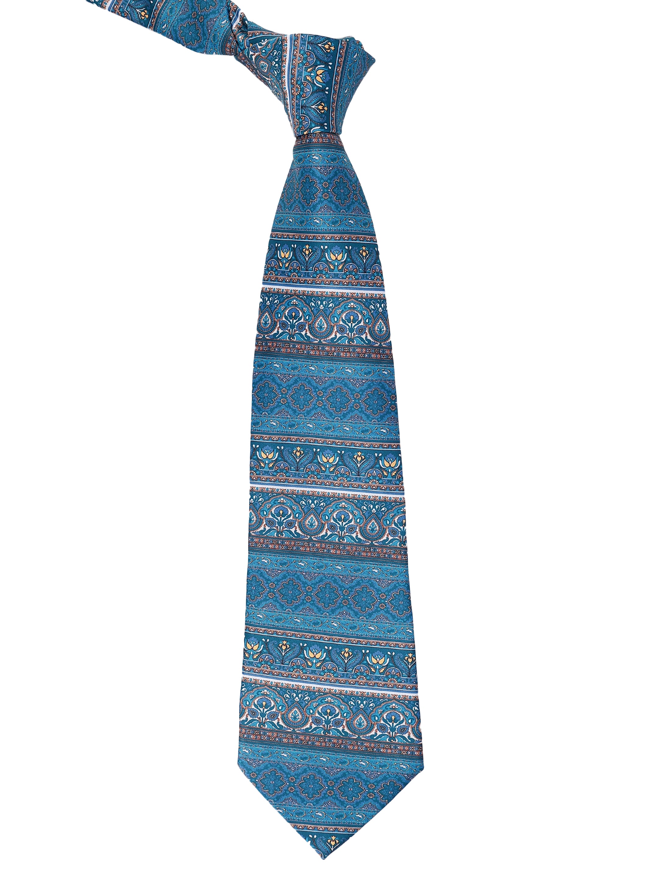 Teal Floral Border Necktie