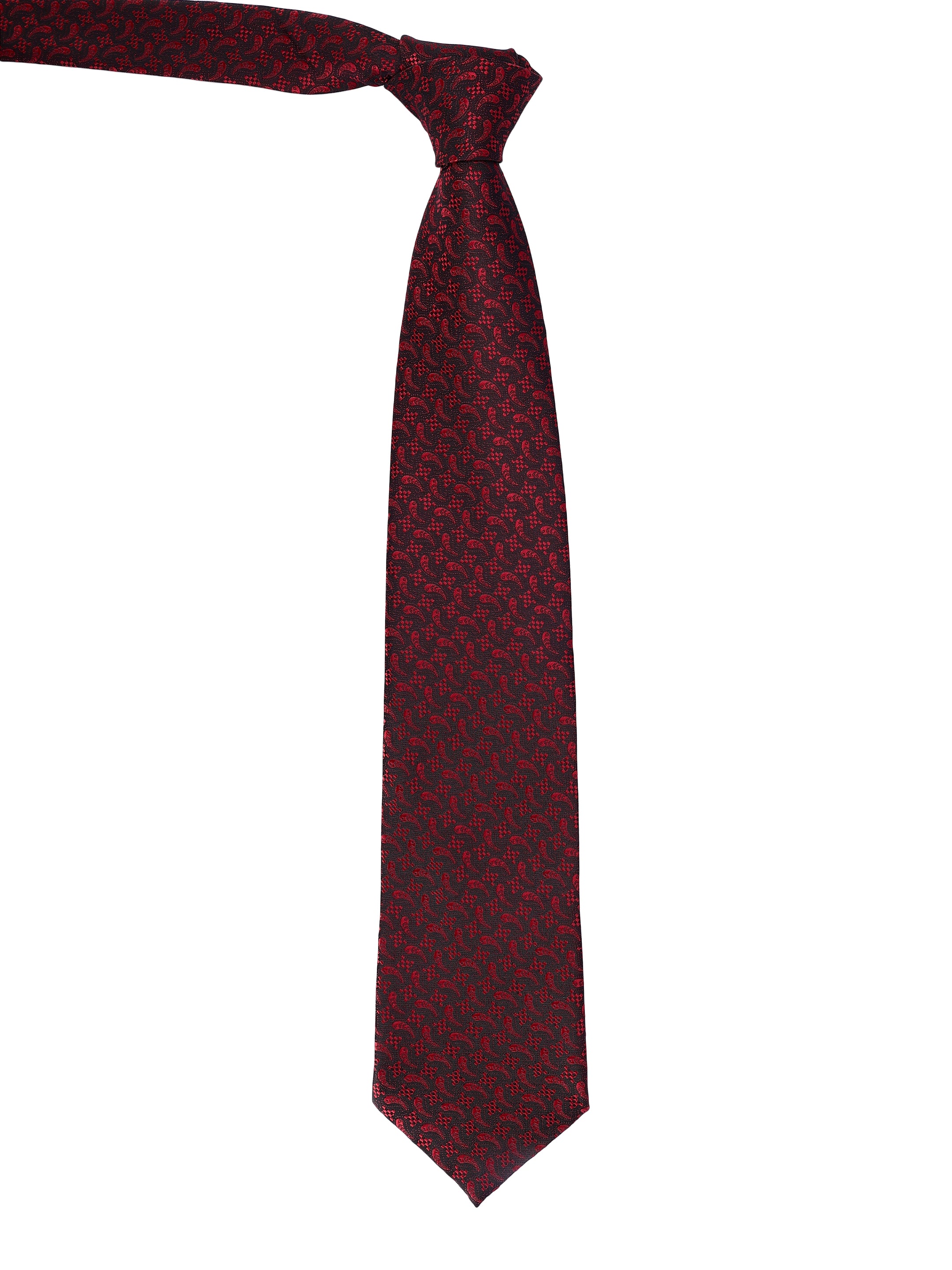 Obsidian & Crimson Micro-Paisley Necktie