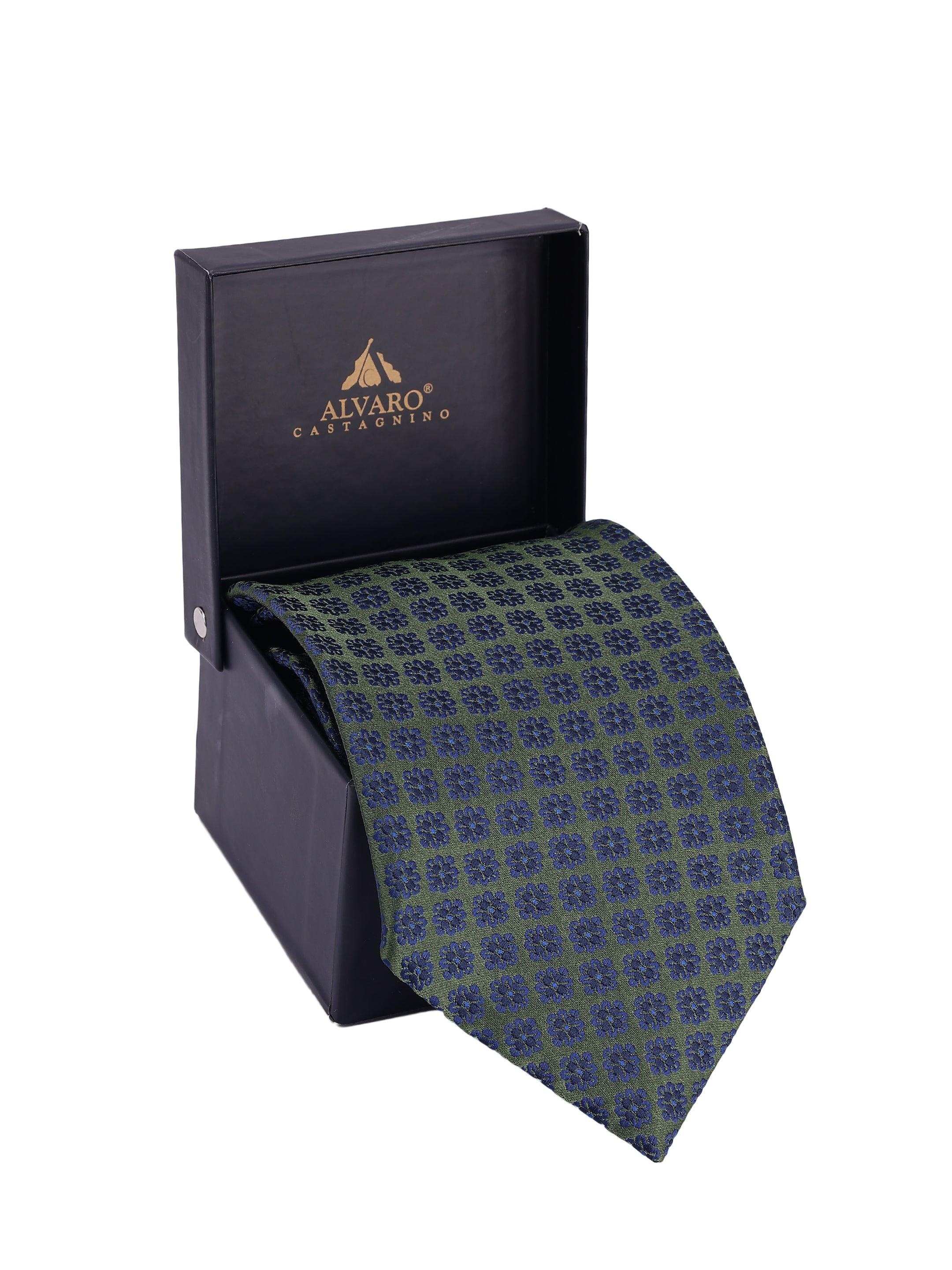 Olive & Navy Micro-Medallion Necktie