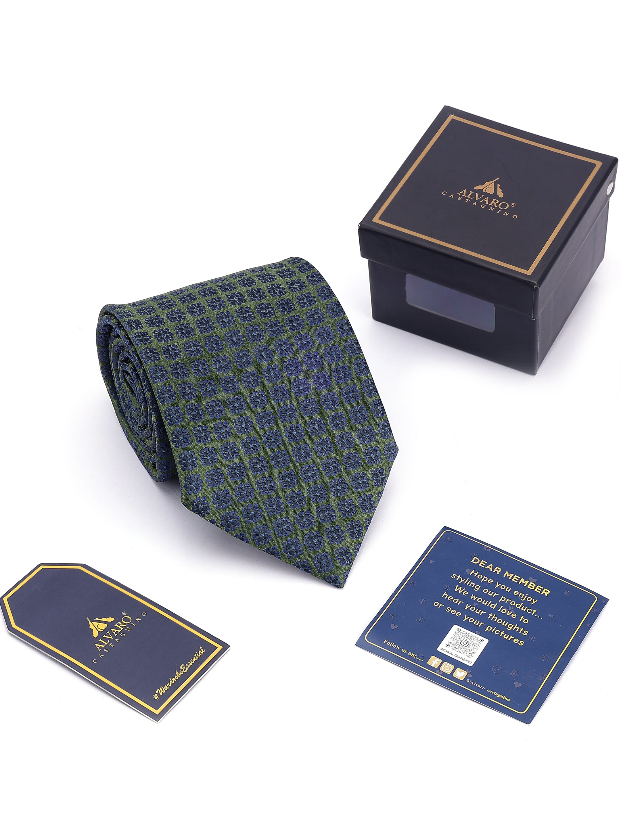 Olive & Navy Micro-Medallion Necktie
