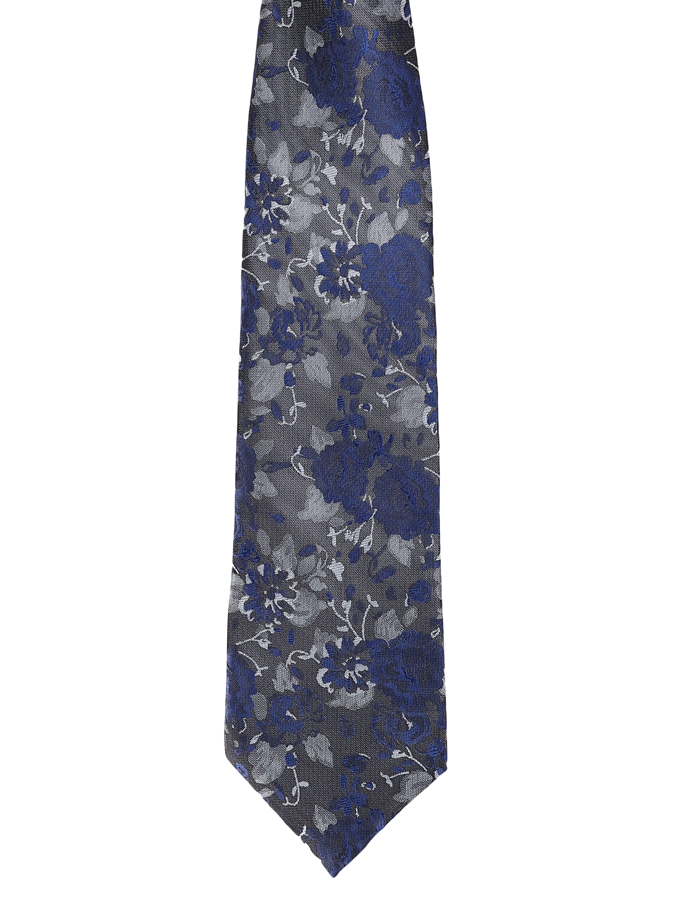 Midnight Blue & Grey Floral Luxe Necktie