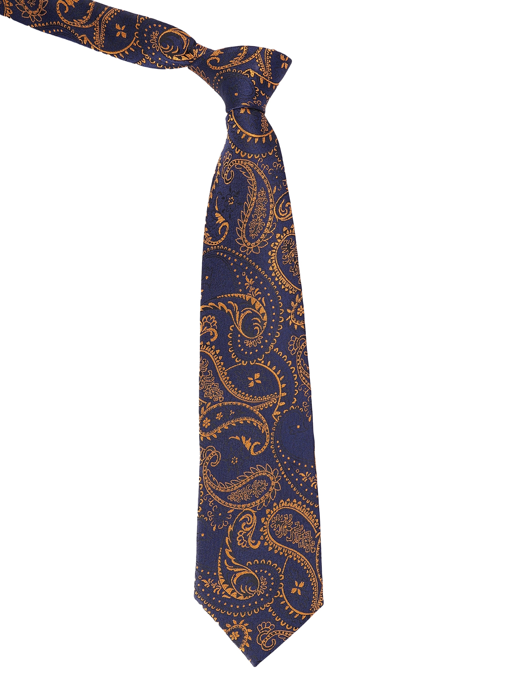 Navy & Gold Filigree Paisley Necktie