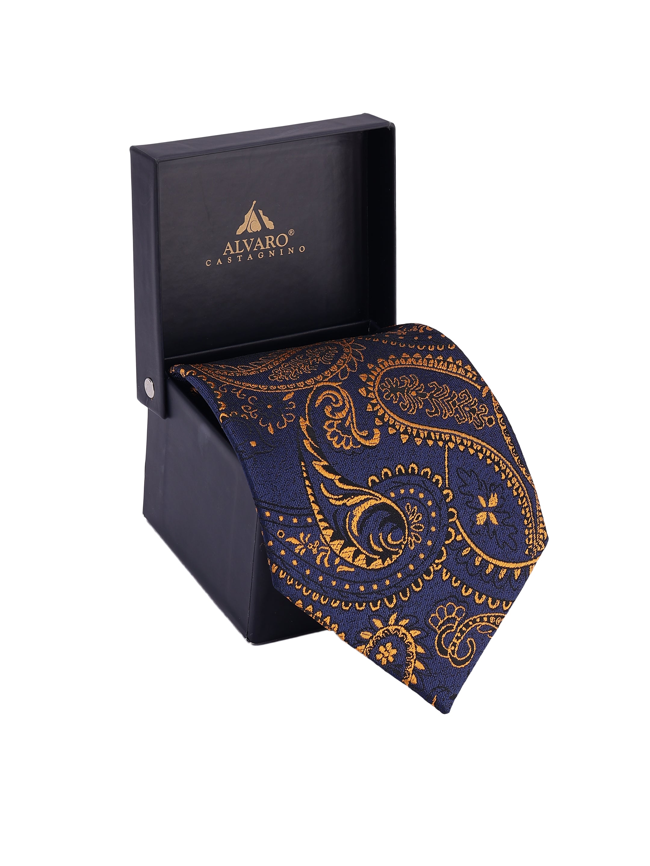 Navy & Gold Filigree Paisley Necktie