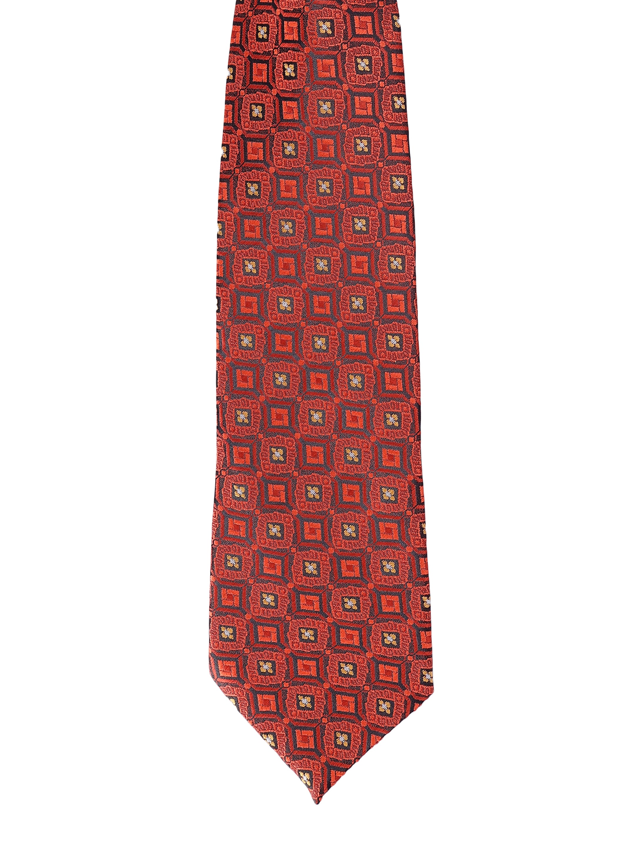 Rust-Crimson Ornate Geometric Necktie