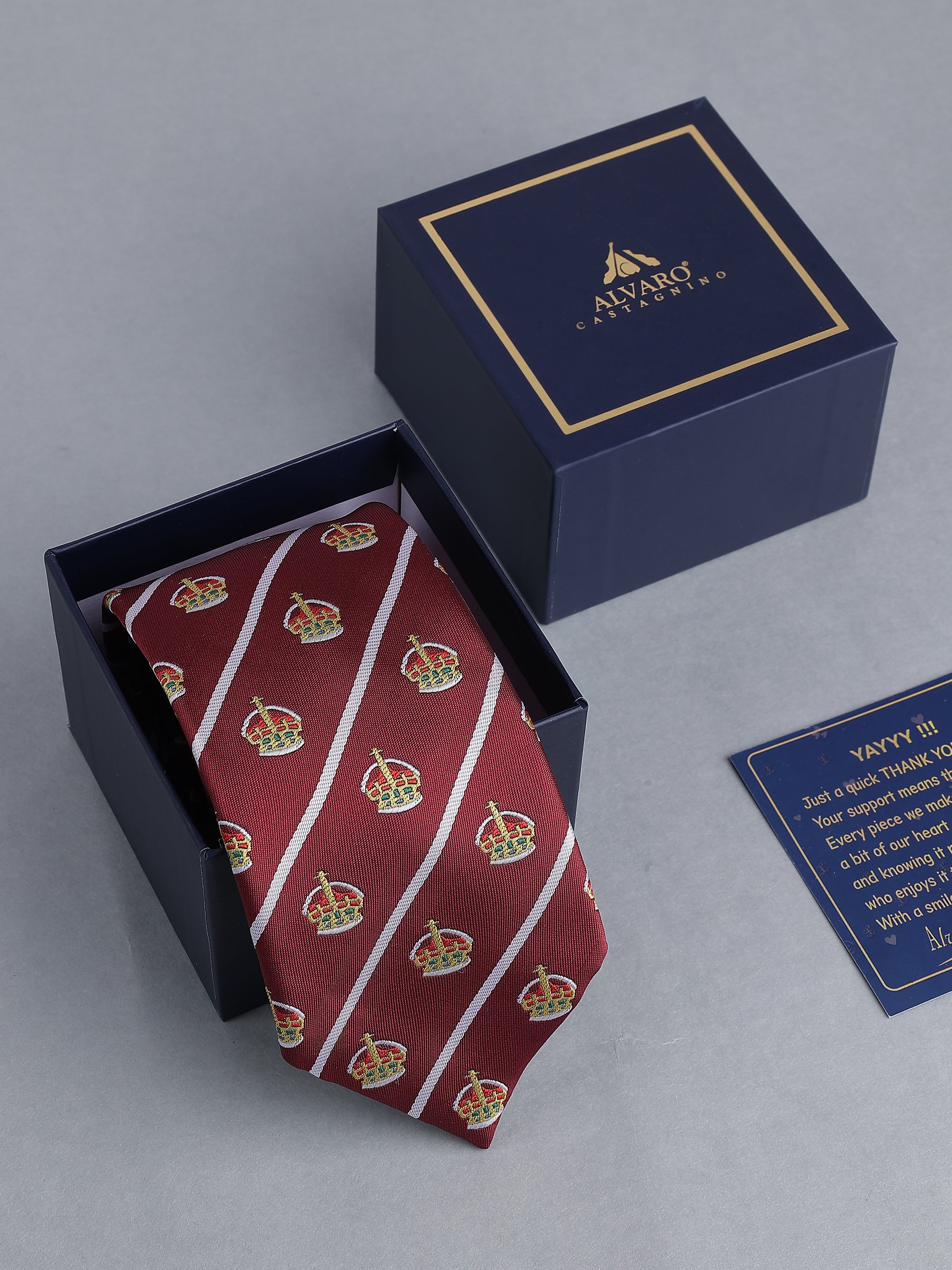 Maroon Crown Diagonal Stripe necktie
