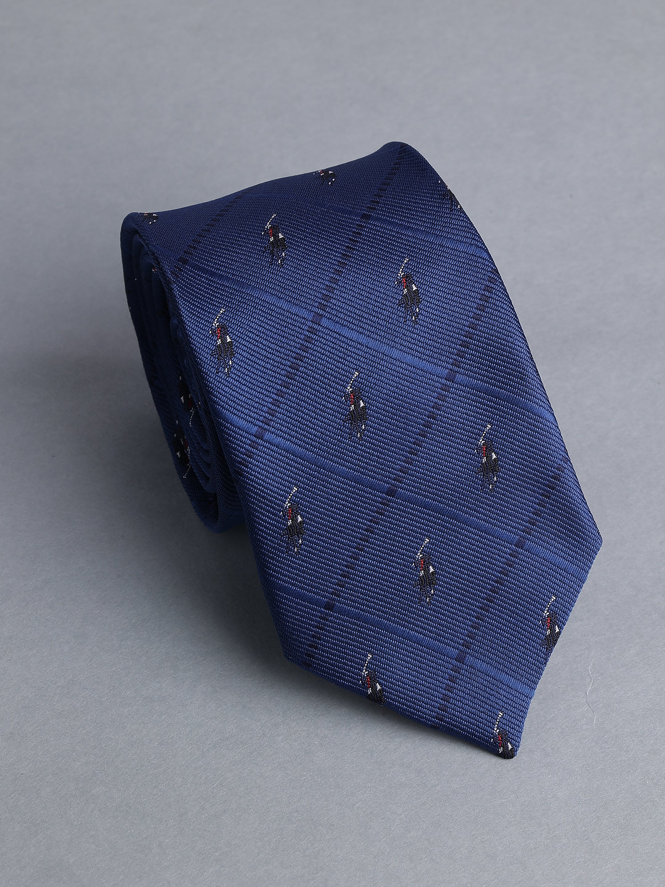 Navy Blue Tonal Grid Blend Polo Necktie