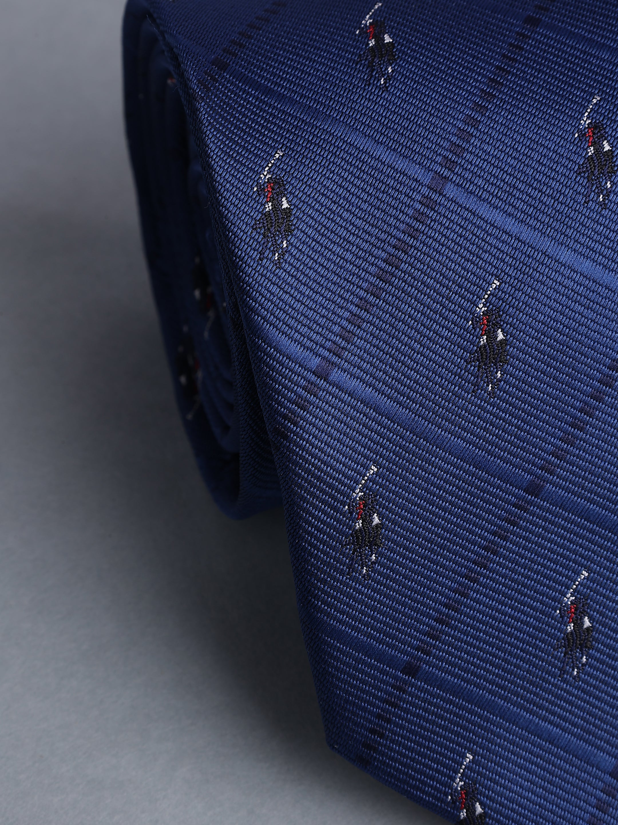 Navy Blue Tonal Grid Blend Polo Necktie