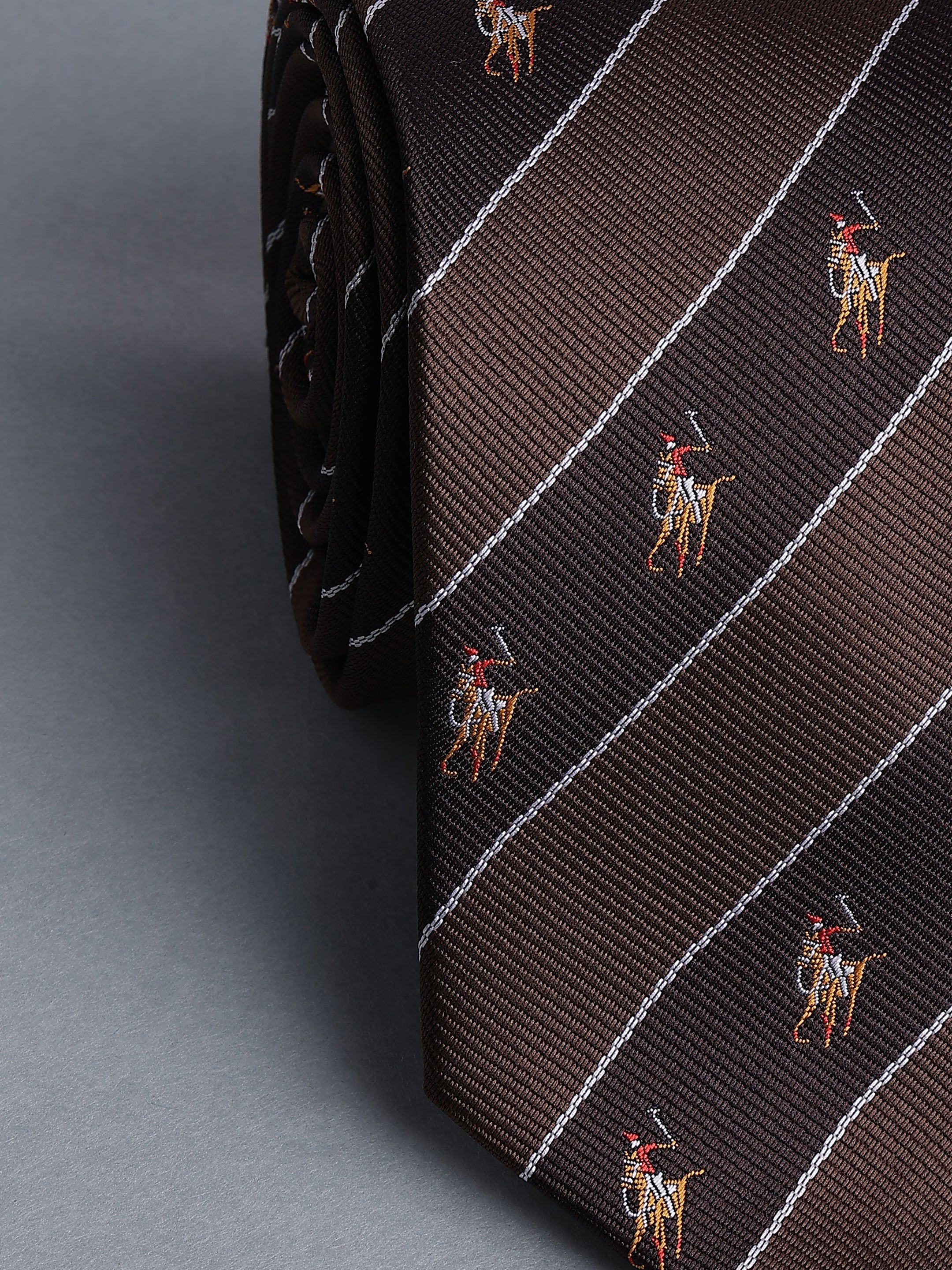 Coffee Brown Striped Blend Polo Necktie