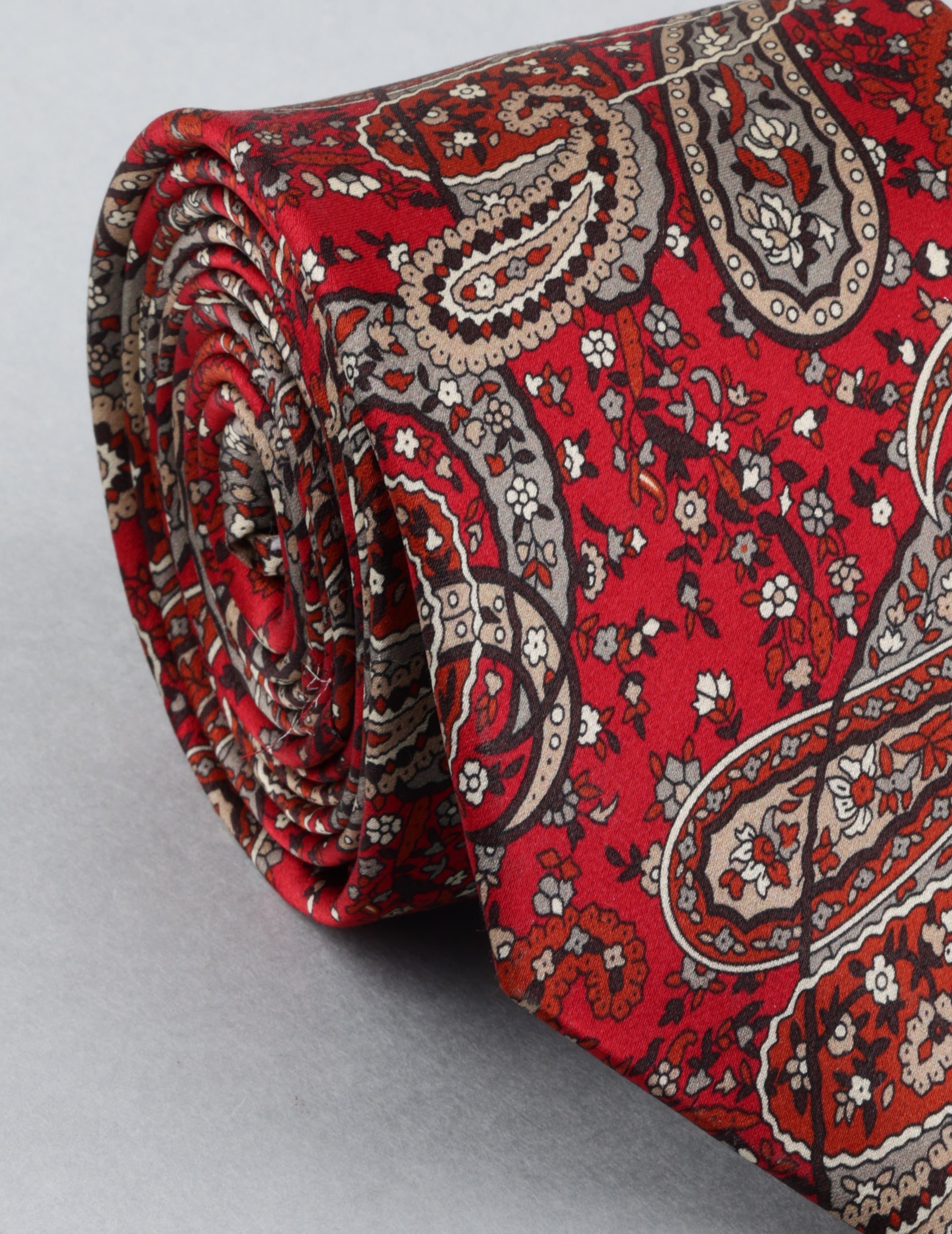 Red Paisley Printed Silk tie
