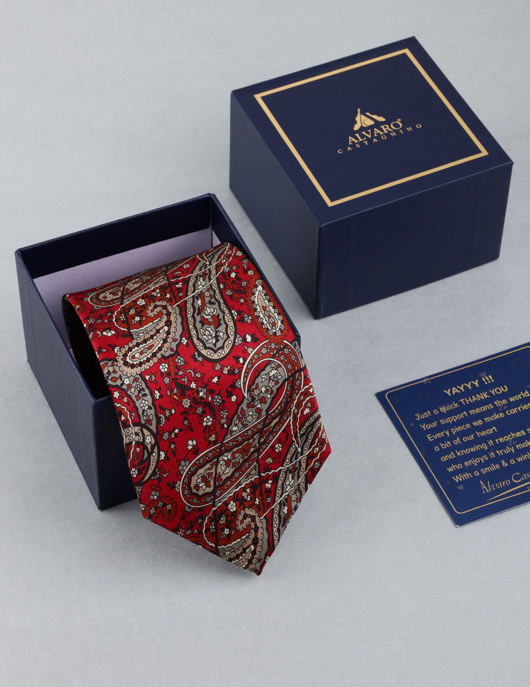 Red Paisley Printed Silk tie