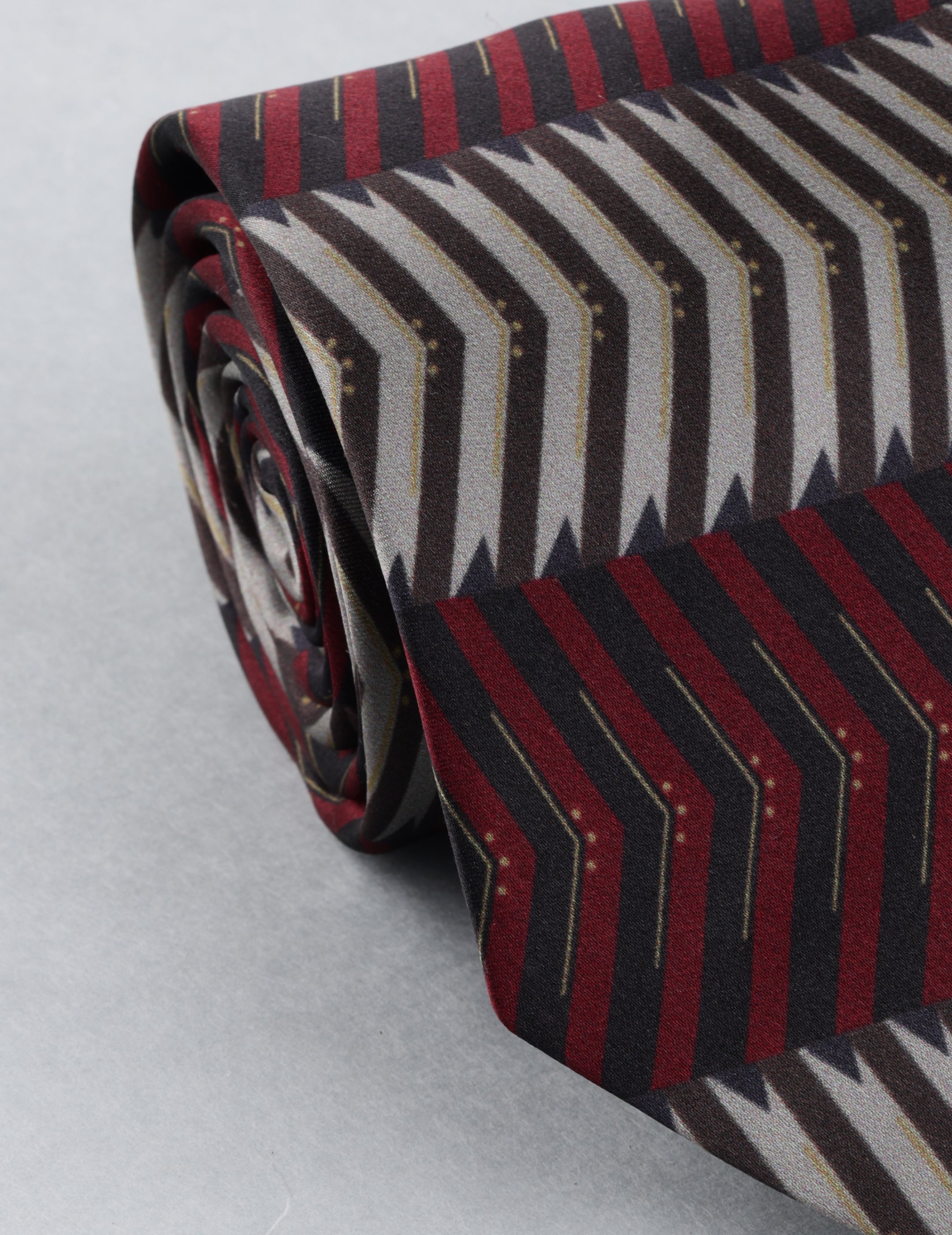 Maroon & Black Geometric Stripe Necktie