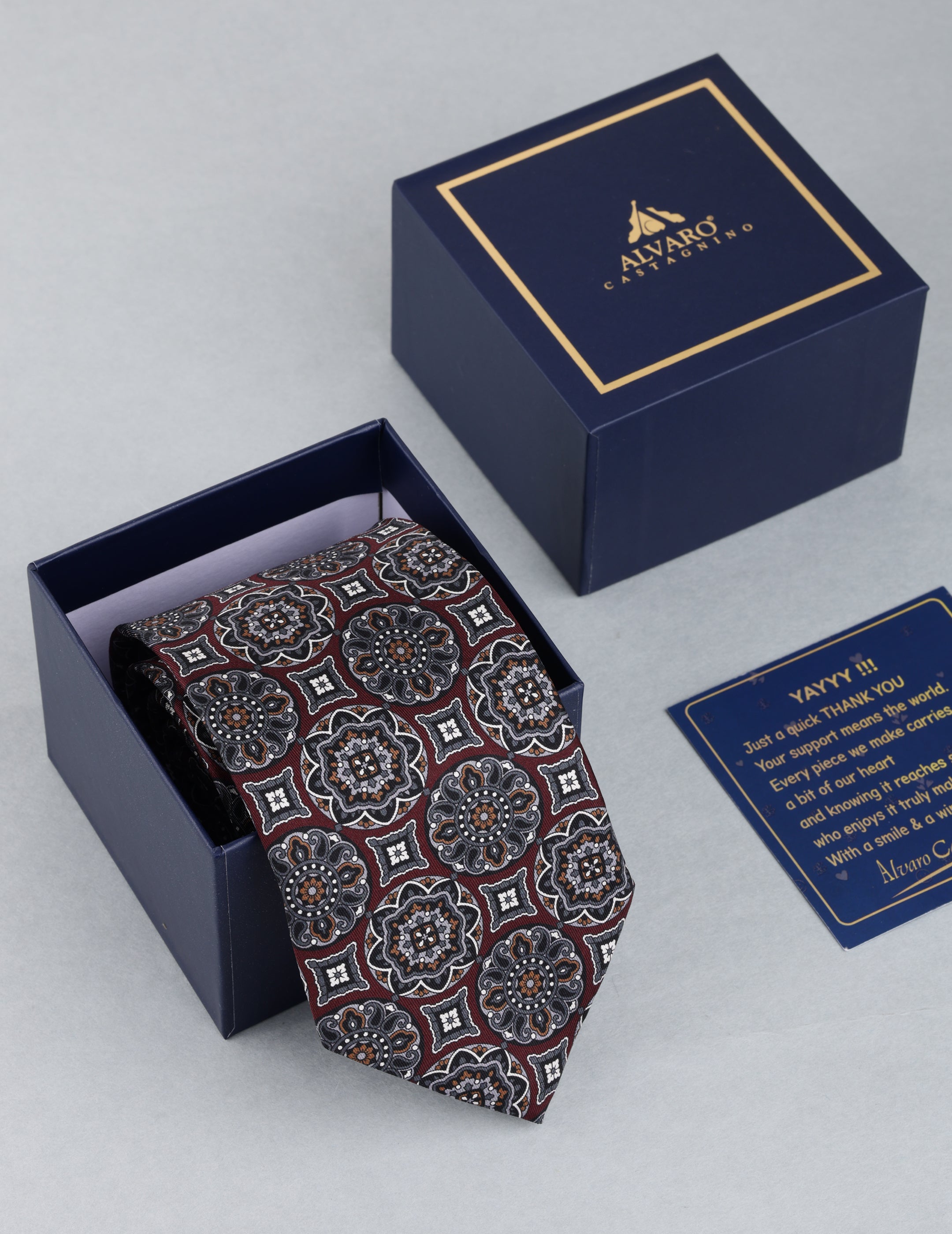 Maroon Geometric Printed Silk Necktie