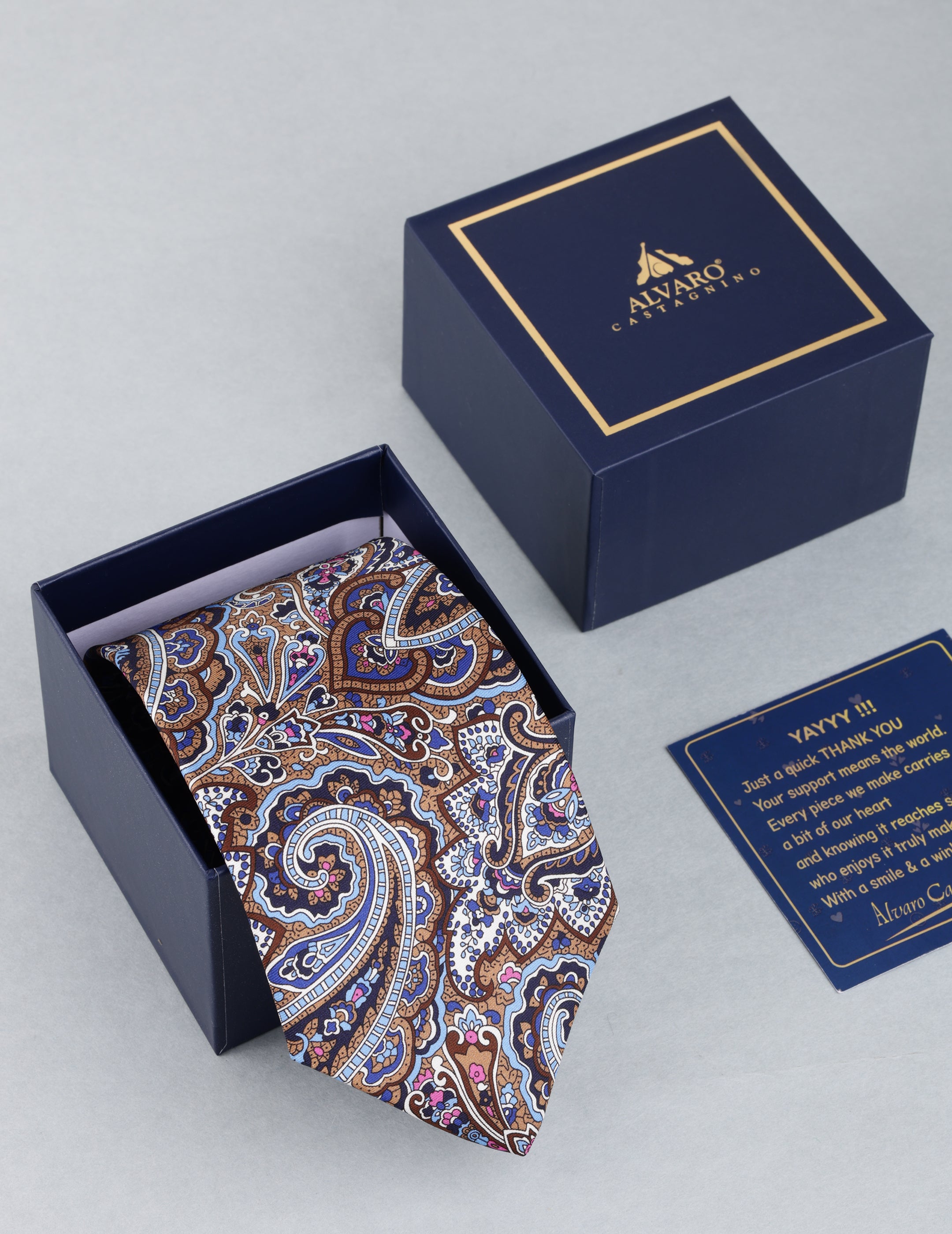 Brown Paisley Printed Silk Necktie
