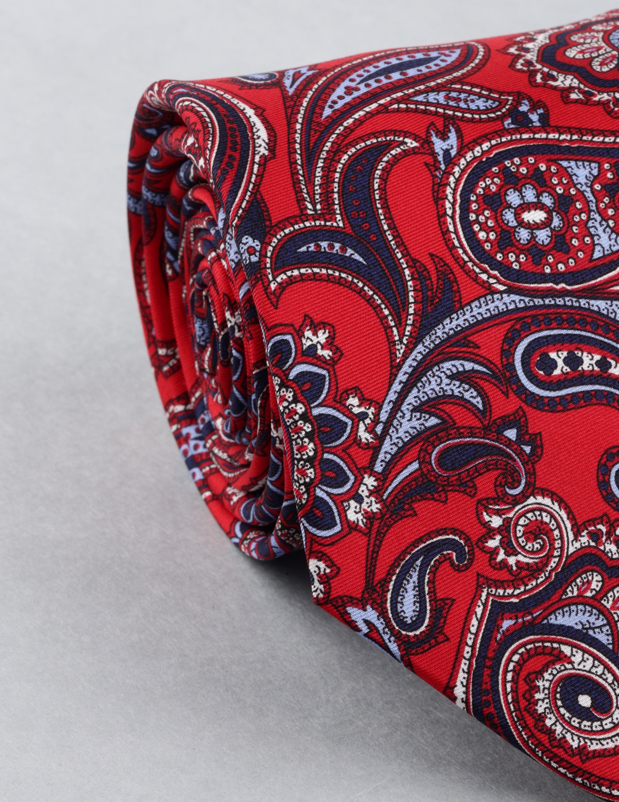 Red Multicolor Paisley Printed Silk Necktie