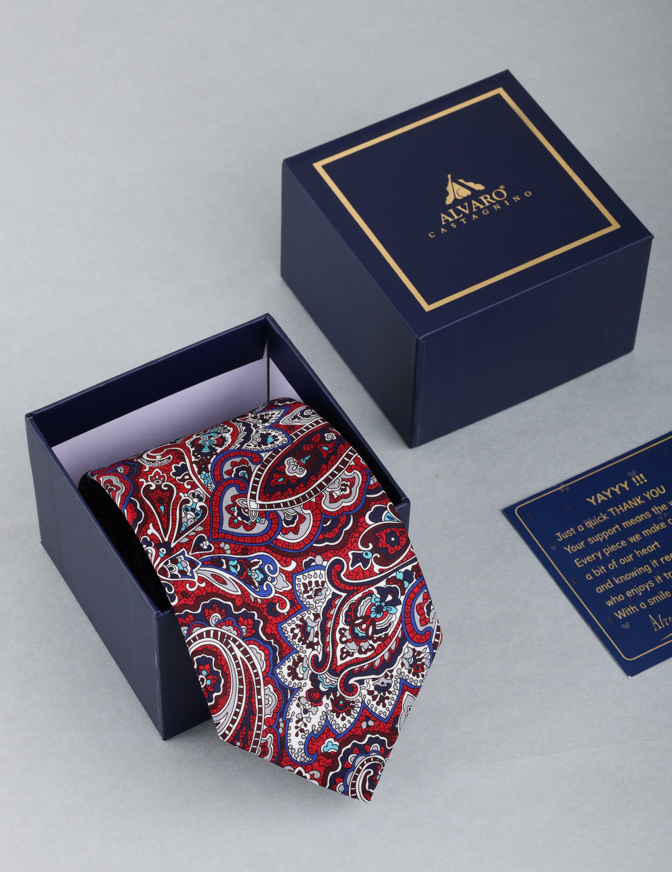 Red Paisley Printed Silk Tie