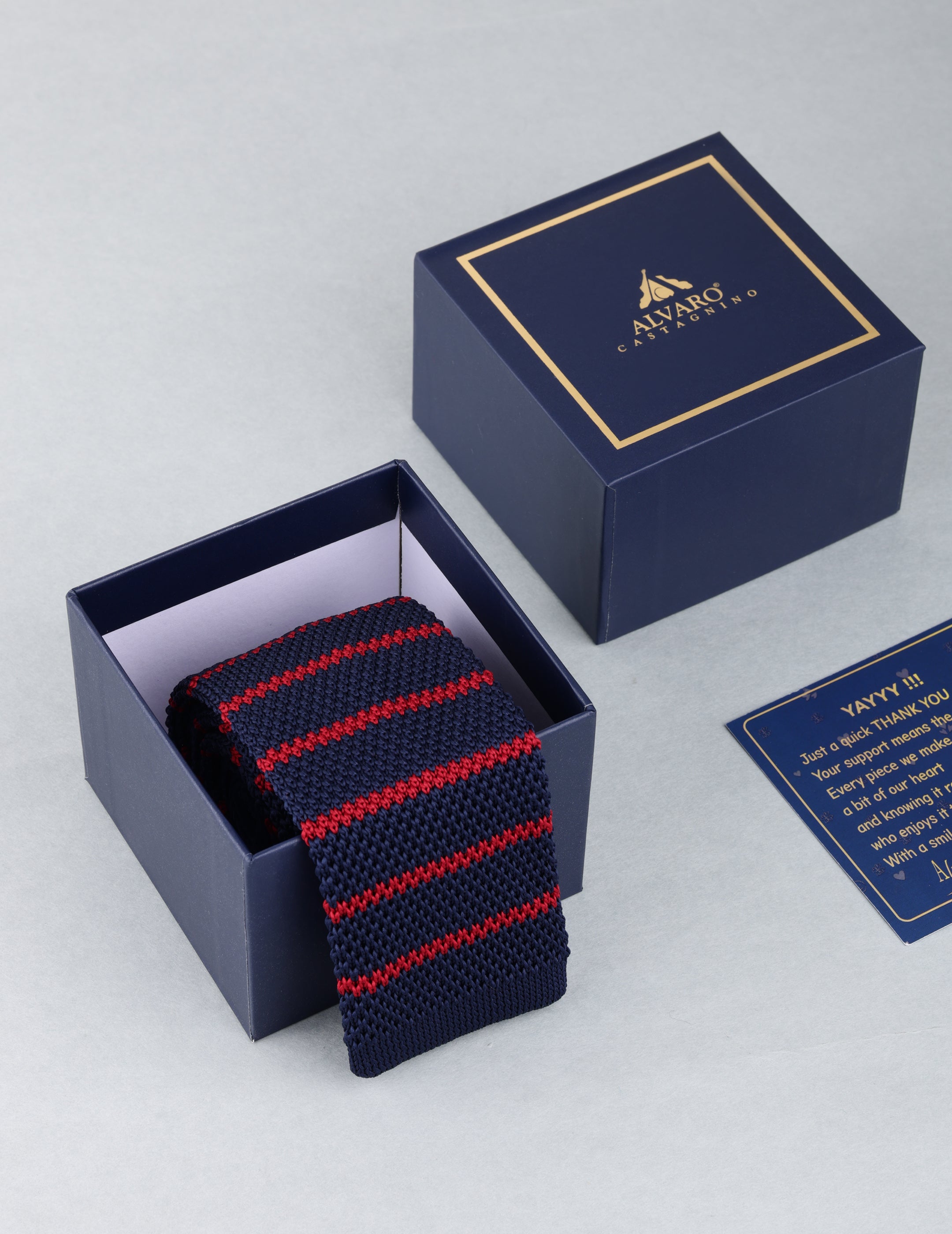 Navy Blue & Red Knitted Necktie