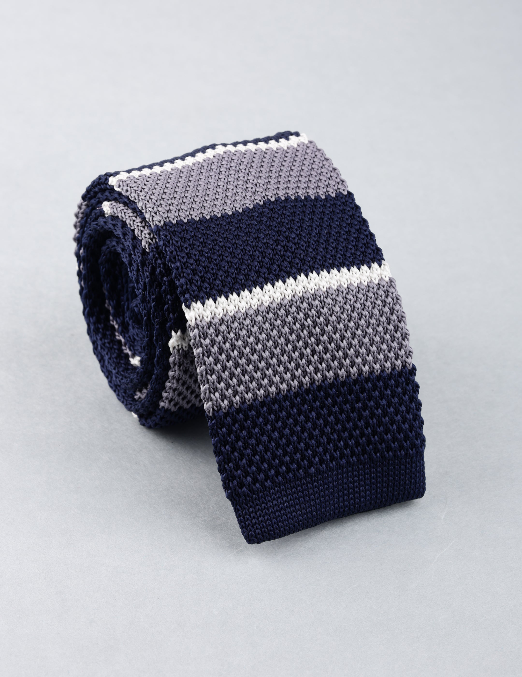 Navy Blue & Grey Knitted Necktie