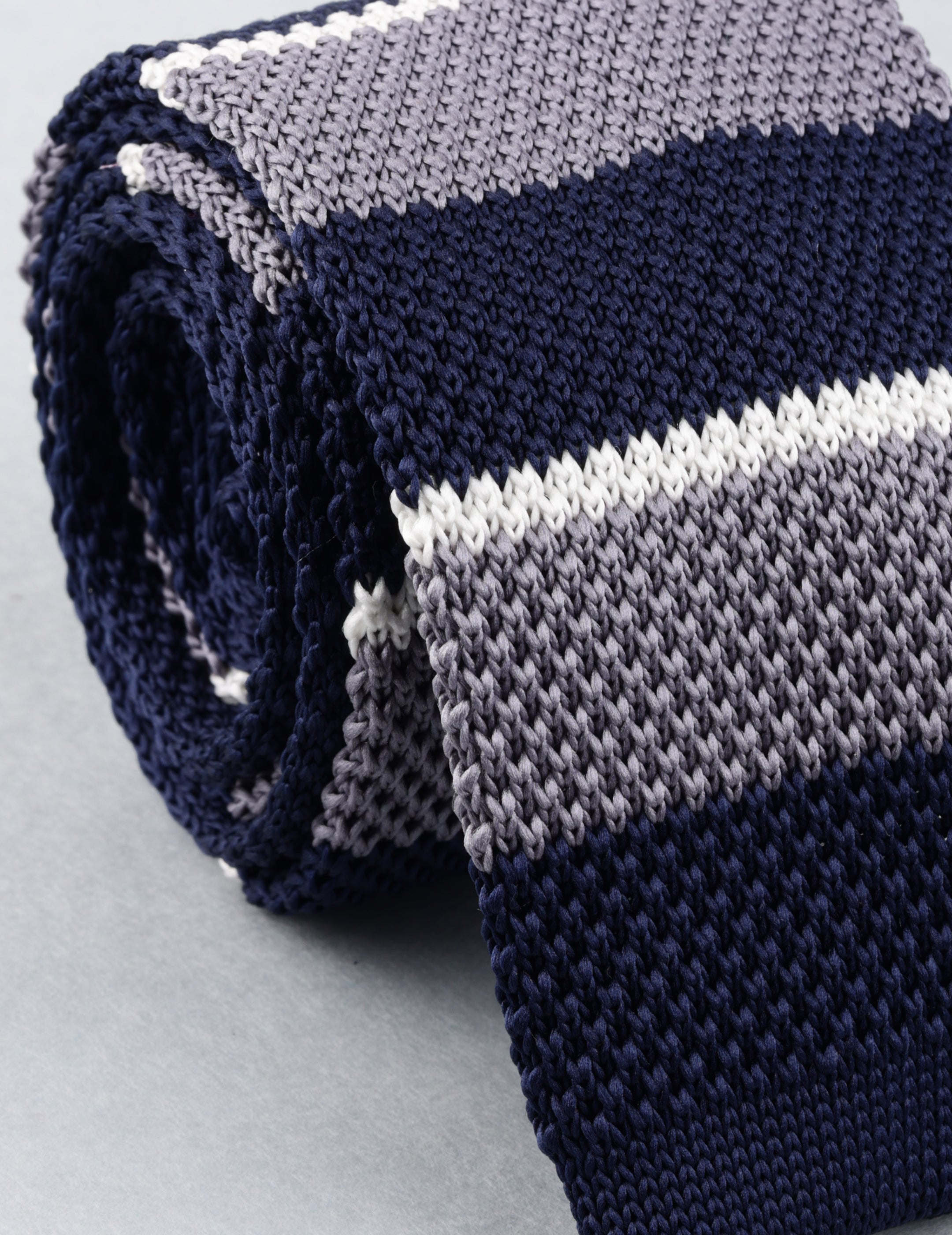 Navy Blue & Grey Knitted Necktie