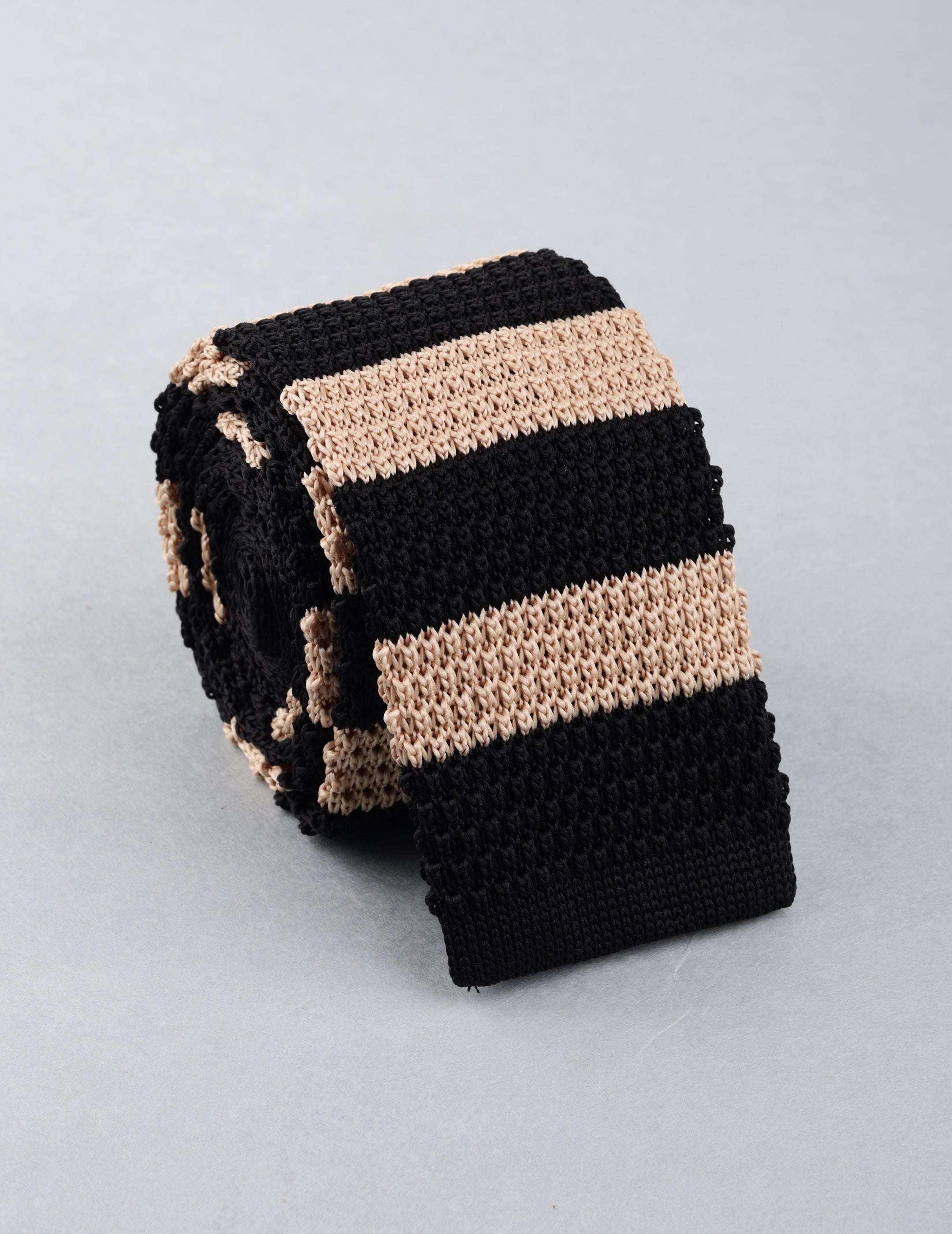 Black & Beige Knitted Necktie