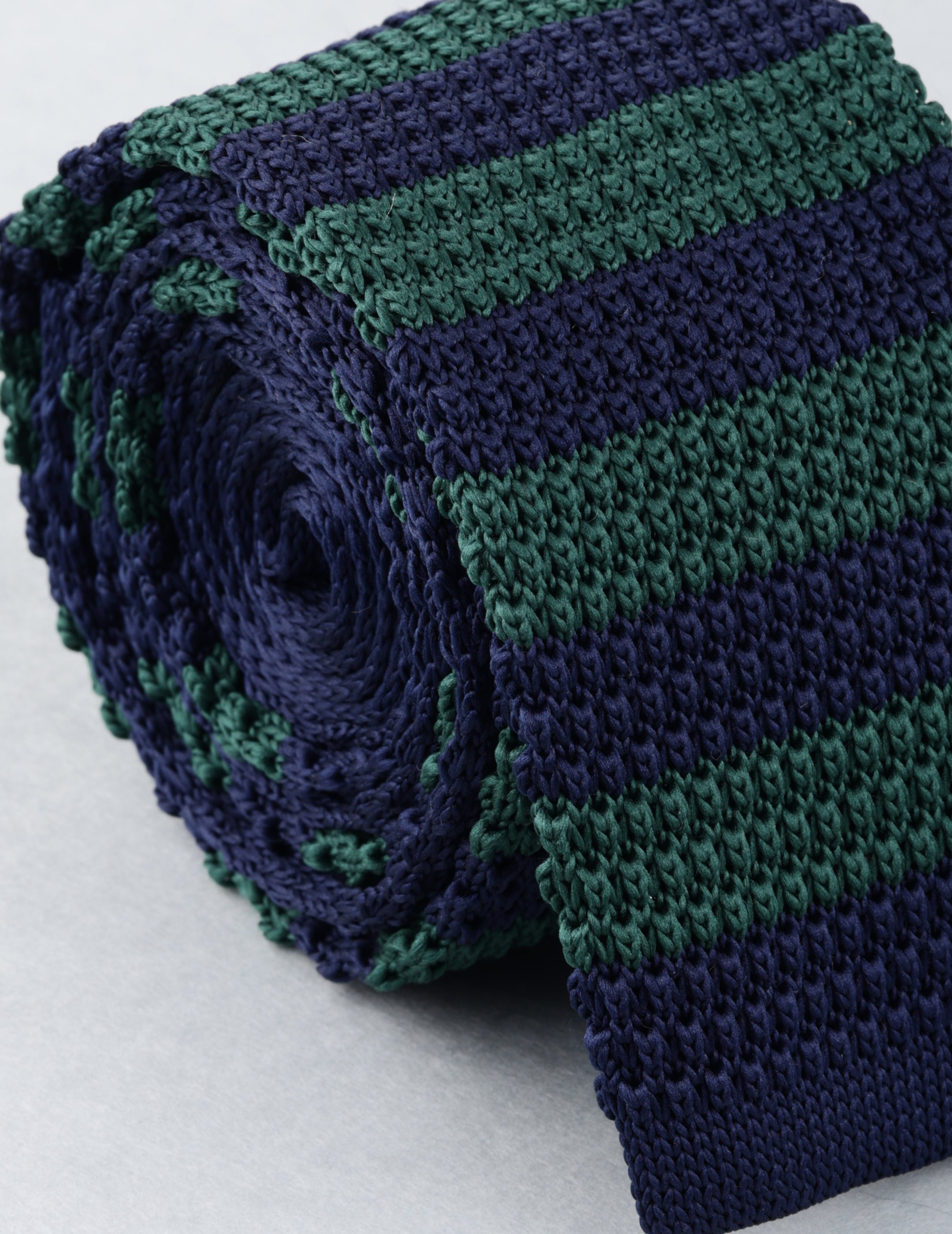 Blue & Green Striped Knitted Necktie
