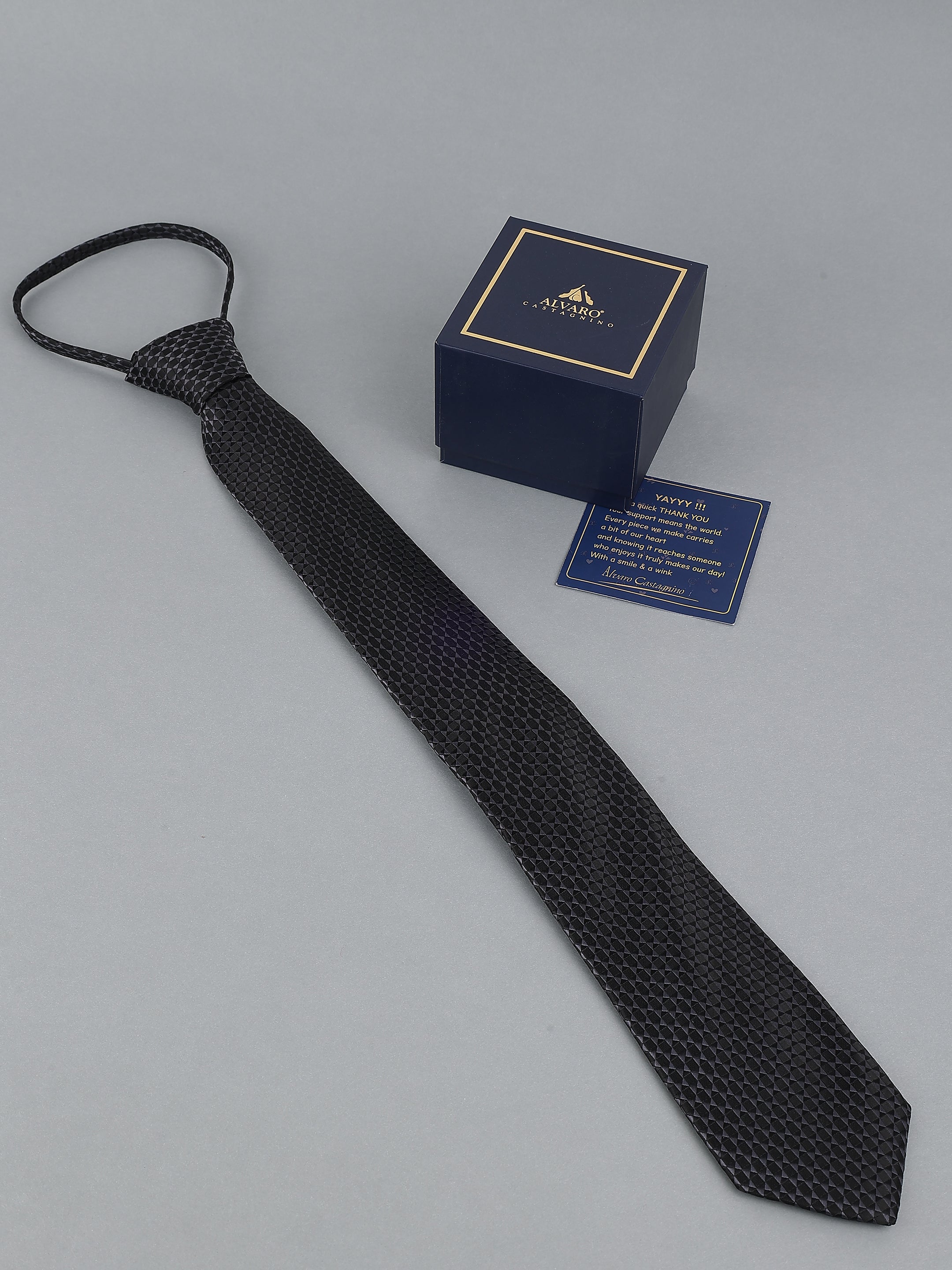 Classic Black Textured Zipper Tie