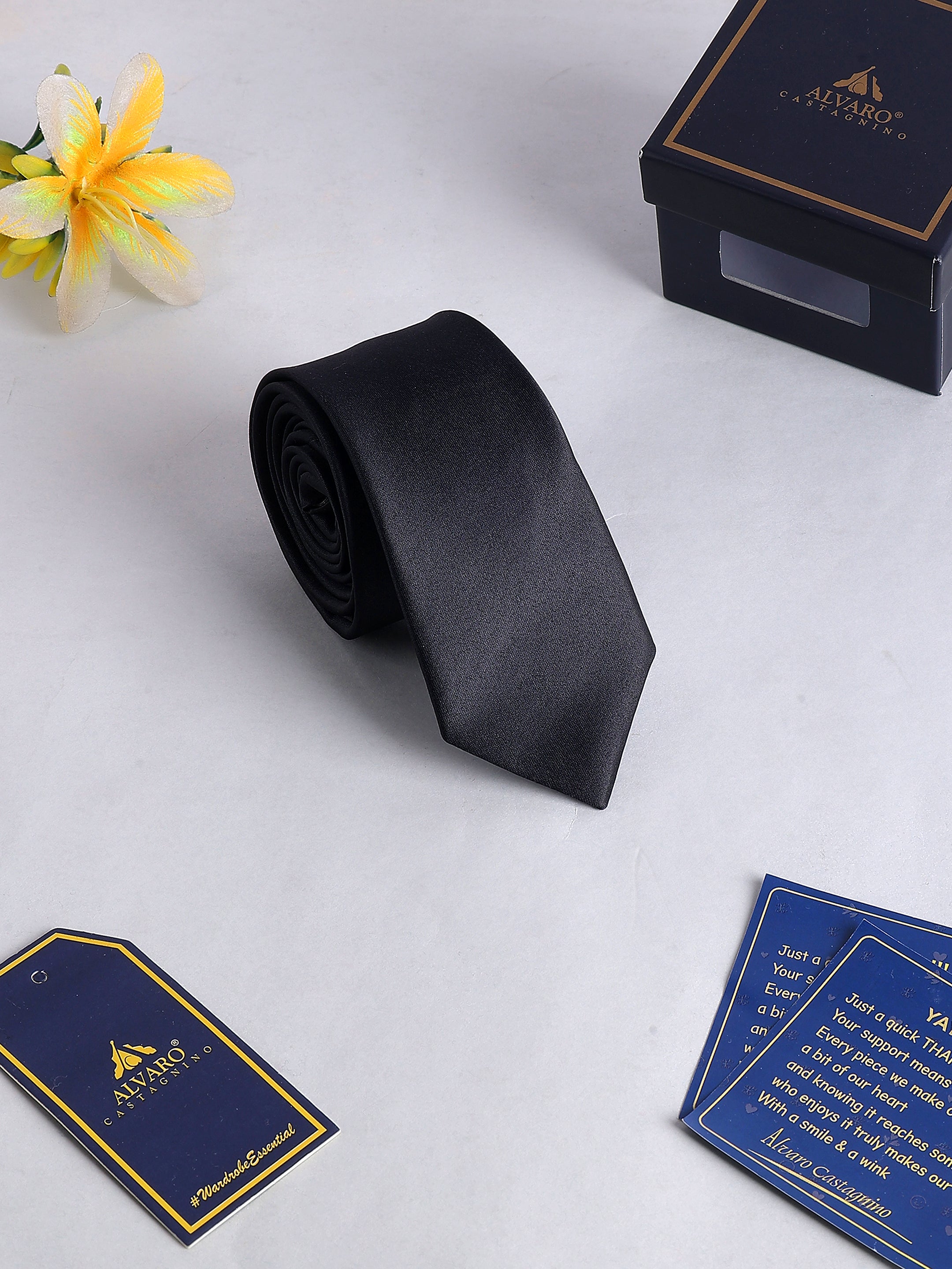 Black Solid Necktie