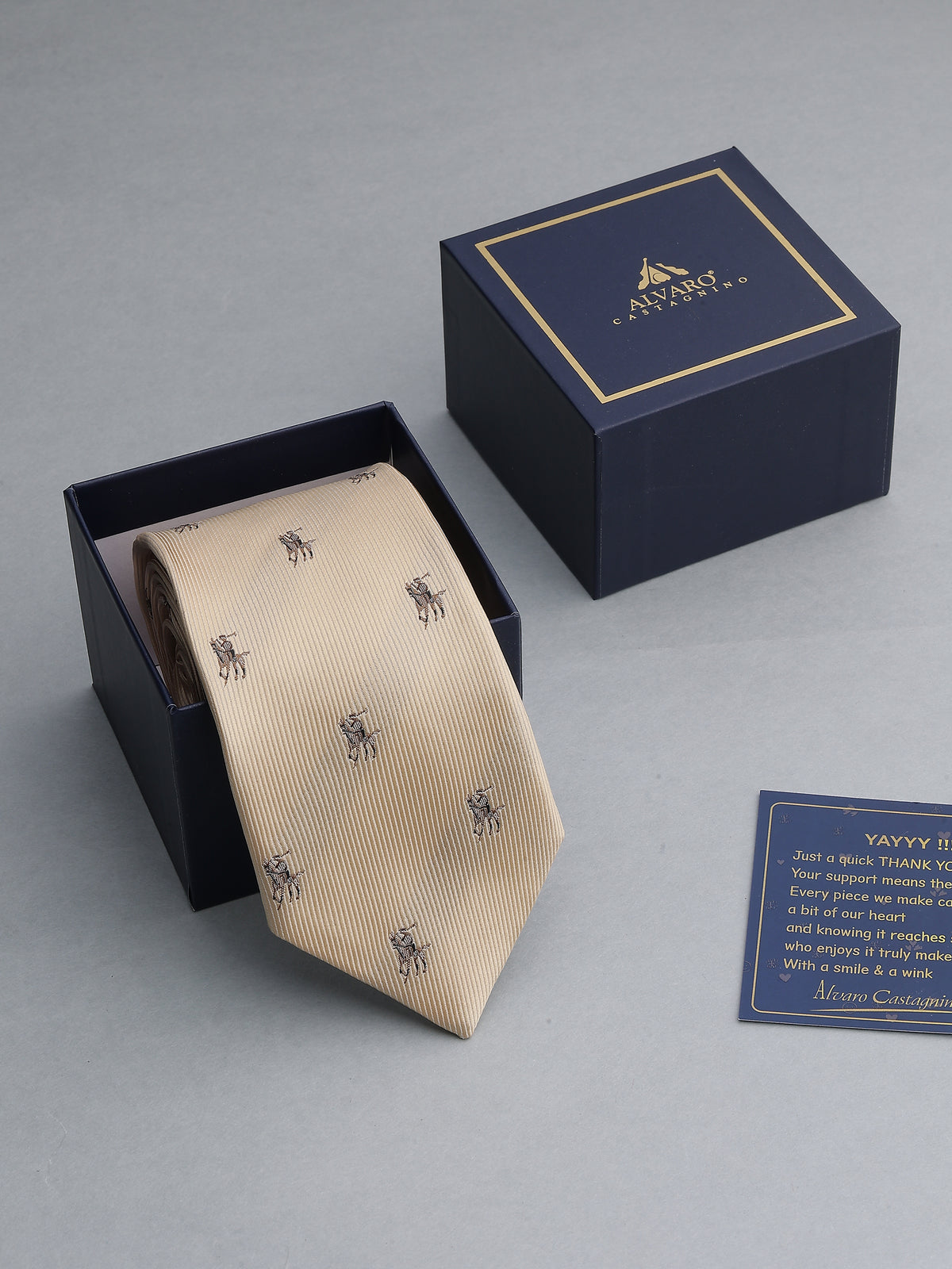 Beige Polo Player Necktie