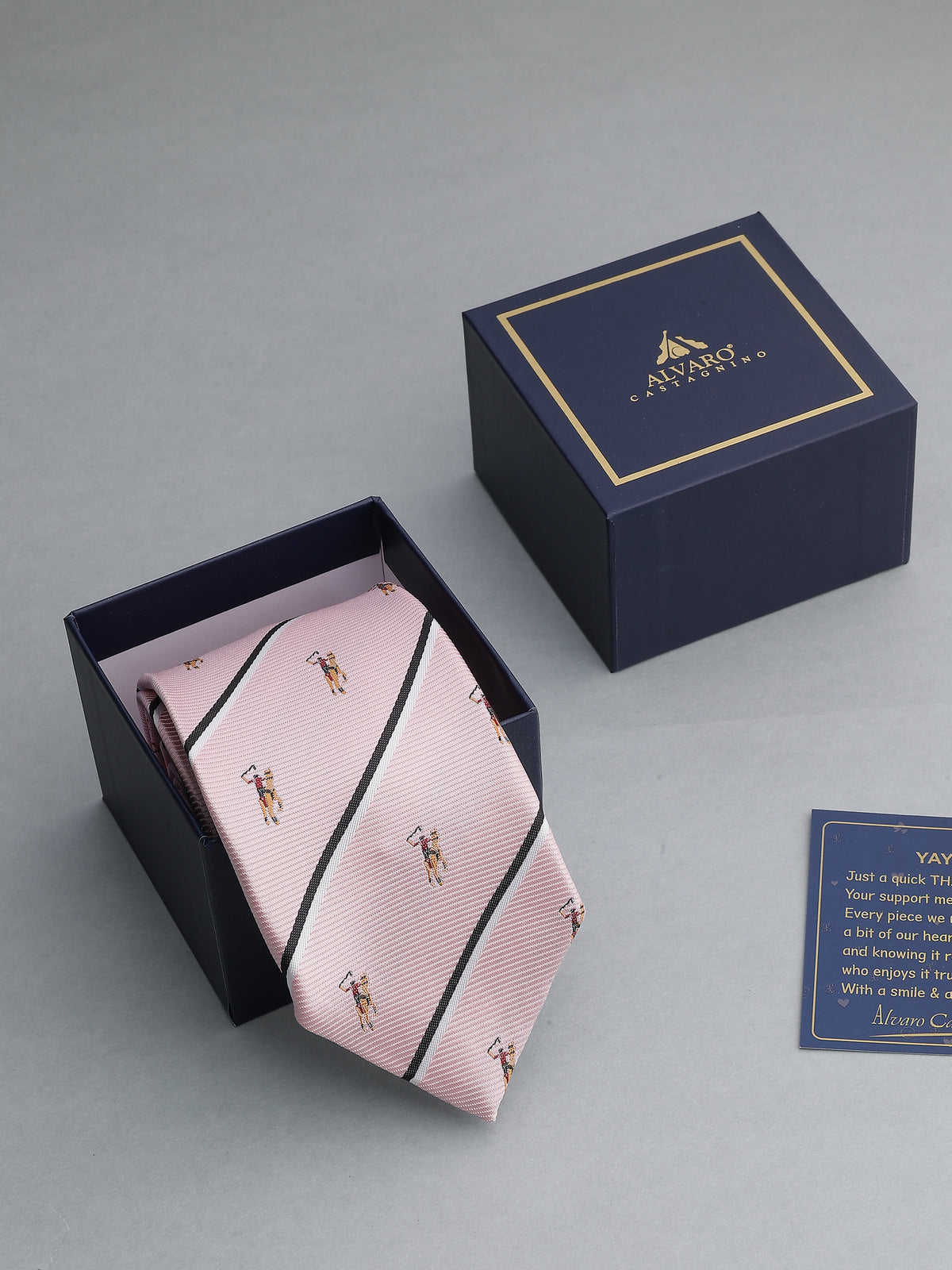 Blush Pink Striped Polo Player Necktie