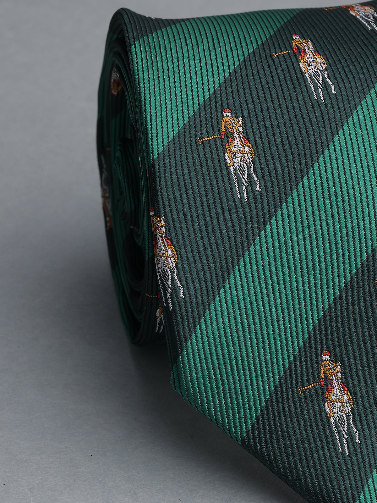Green Striped Polo Player Necktie
