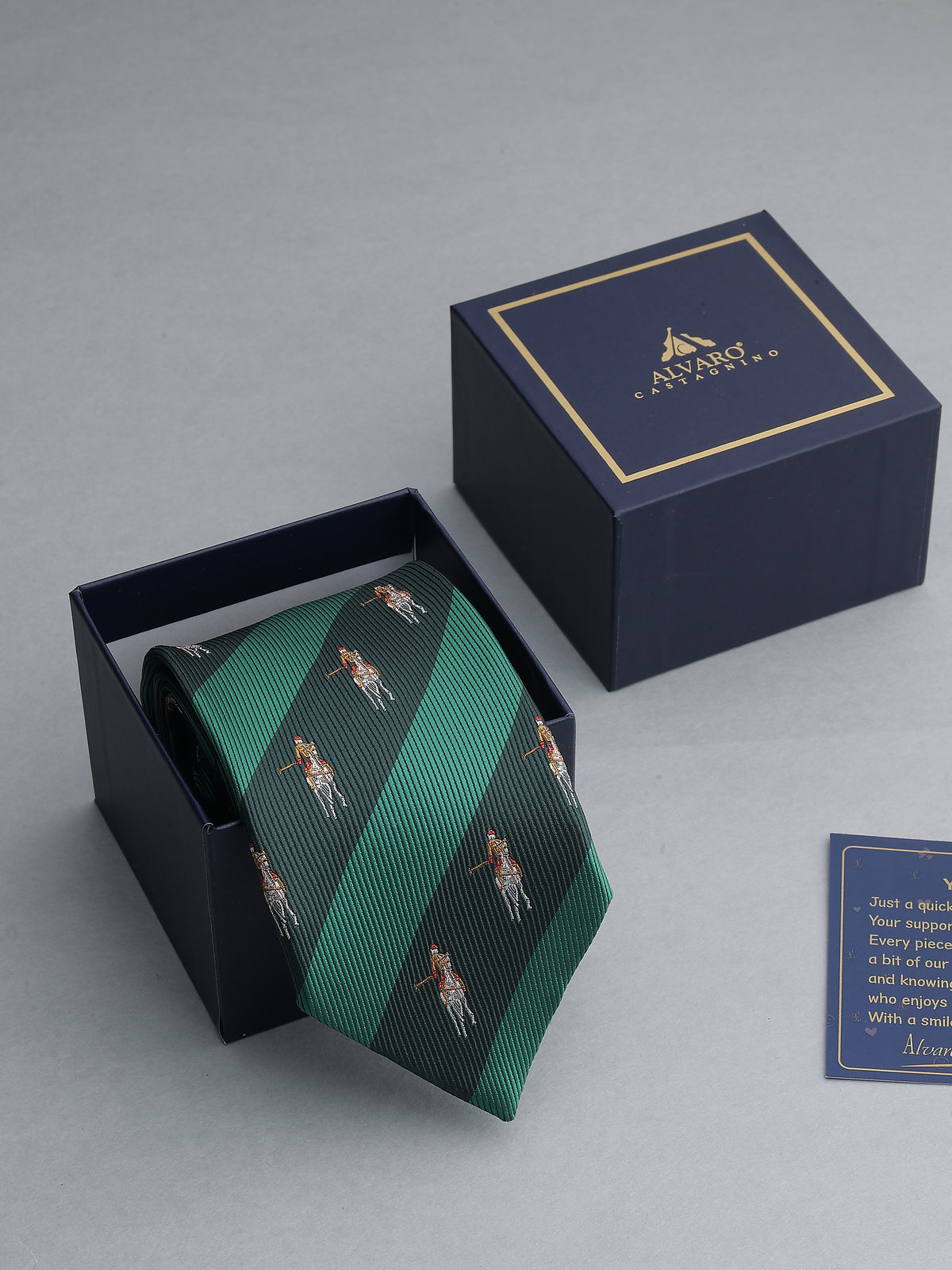 Green Striped Polo Player Necktie