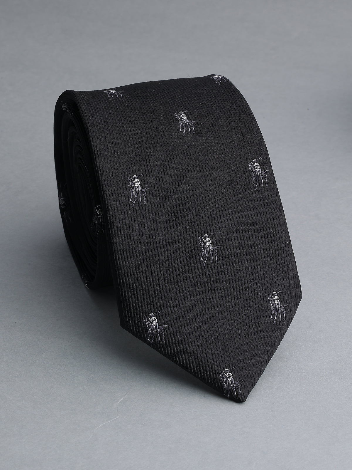 Aristocratic Jet Black Polo Player Necktie
