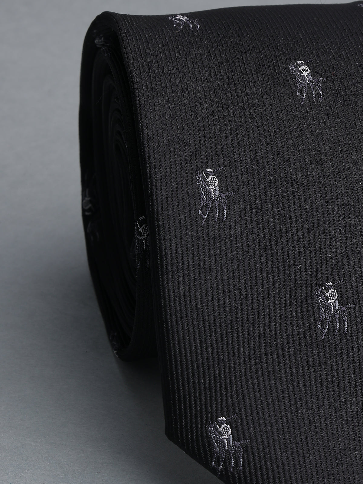 Aristocratic Jet Black Polo Player Necktie