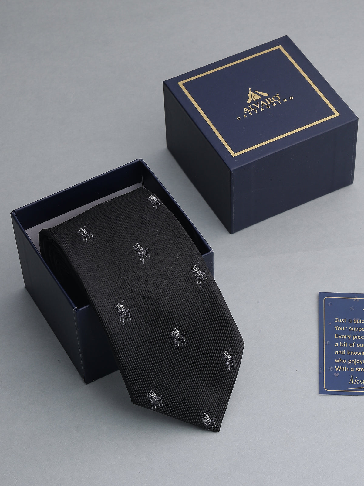Aristocratic Jet Black Polo Player Necktie