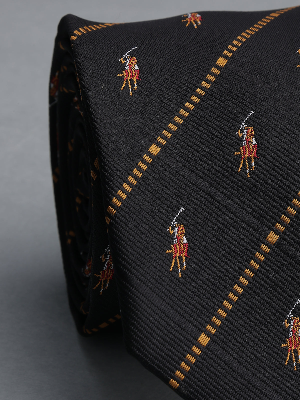 Aristocratic Black Striped Polo Player Necktie
