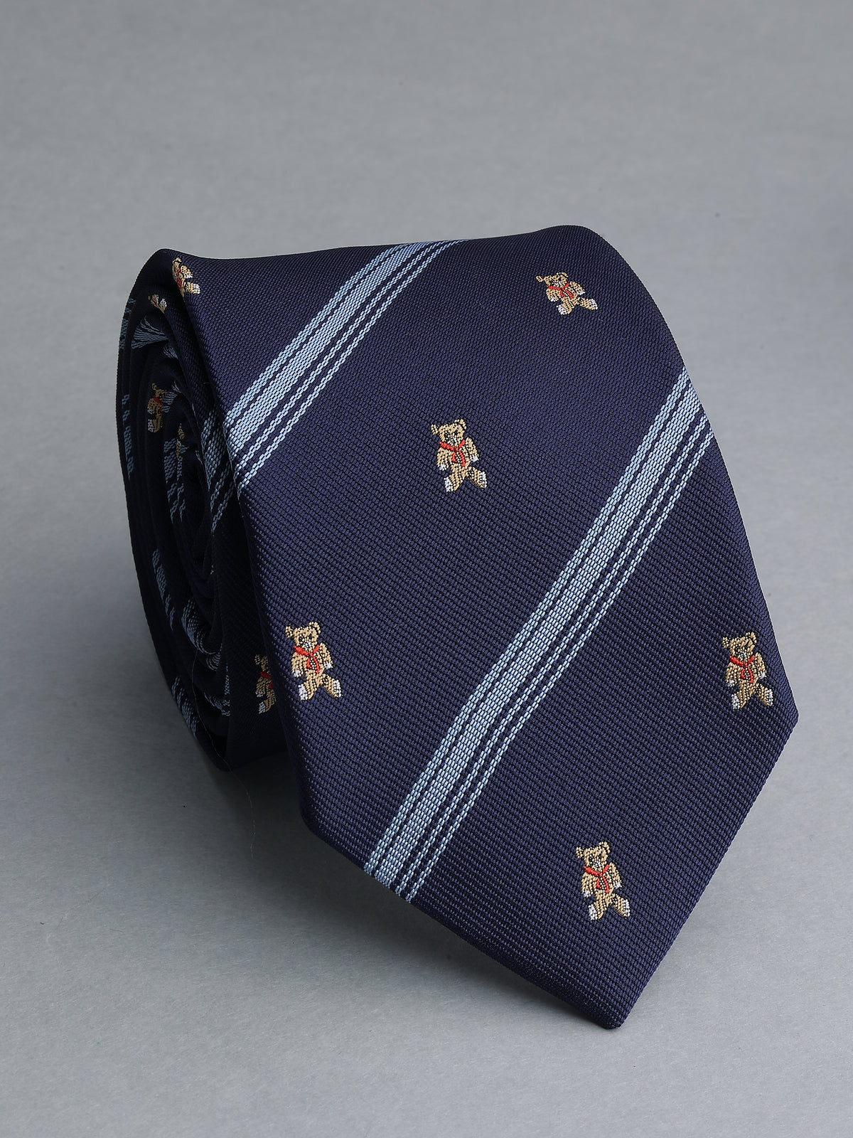 Navy Striped Novelty Bear Necktie