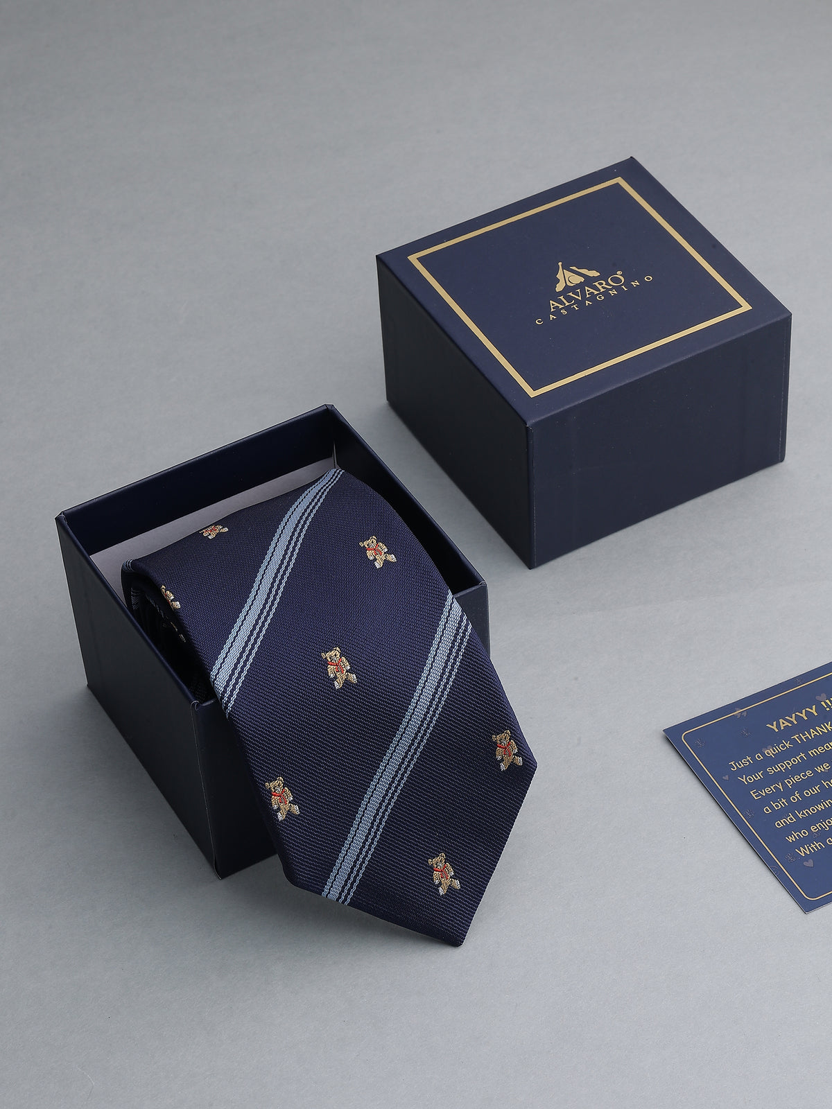 Navy Striped Novelty Bear Necktie