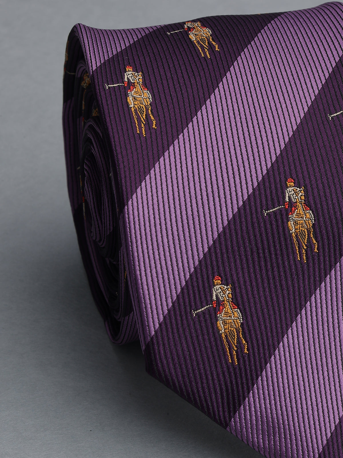 Purple and Lavender Striped Polo Player Necktie