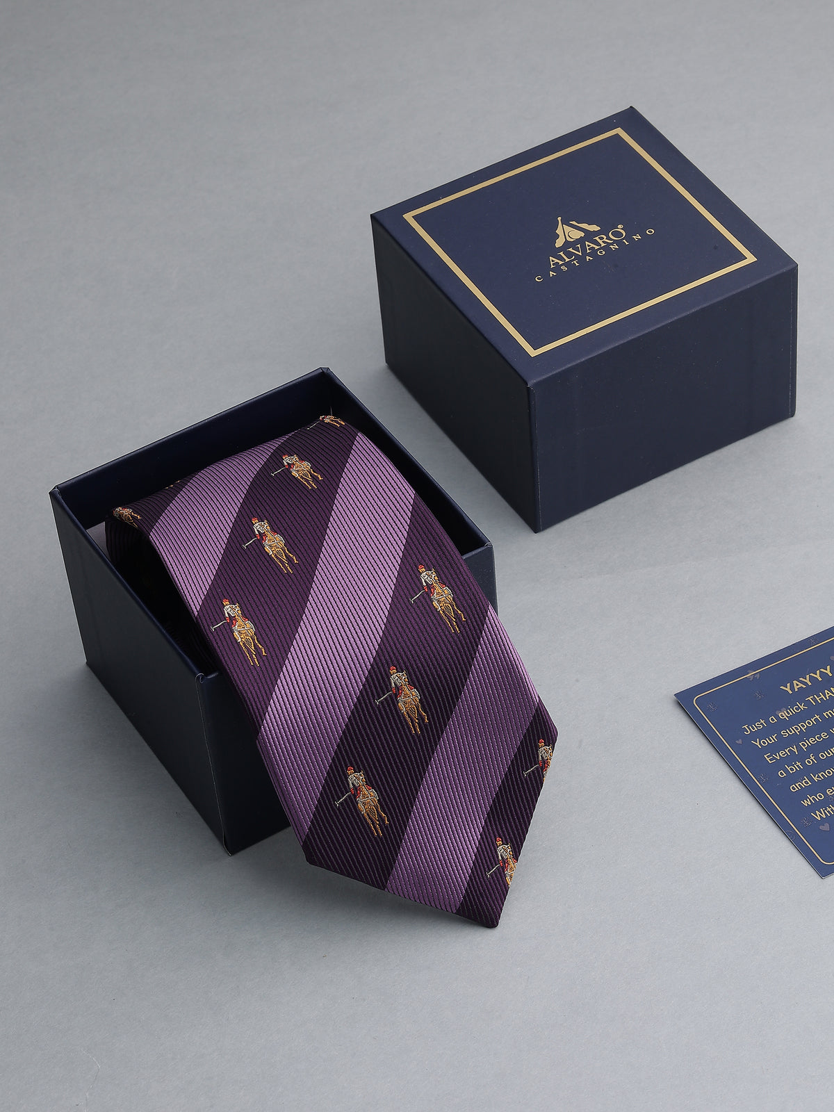Purple and Lavender Striped Polo Player Necktie