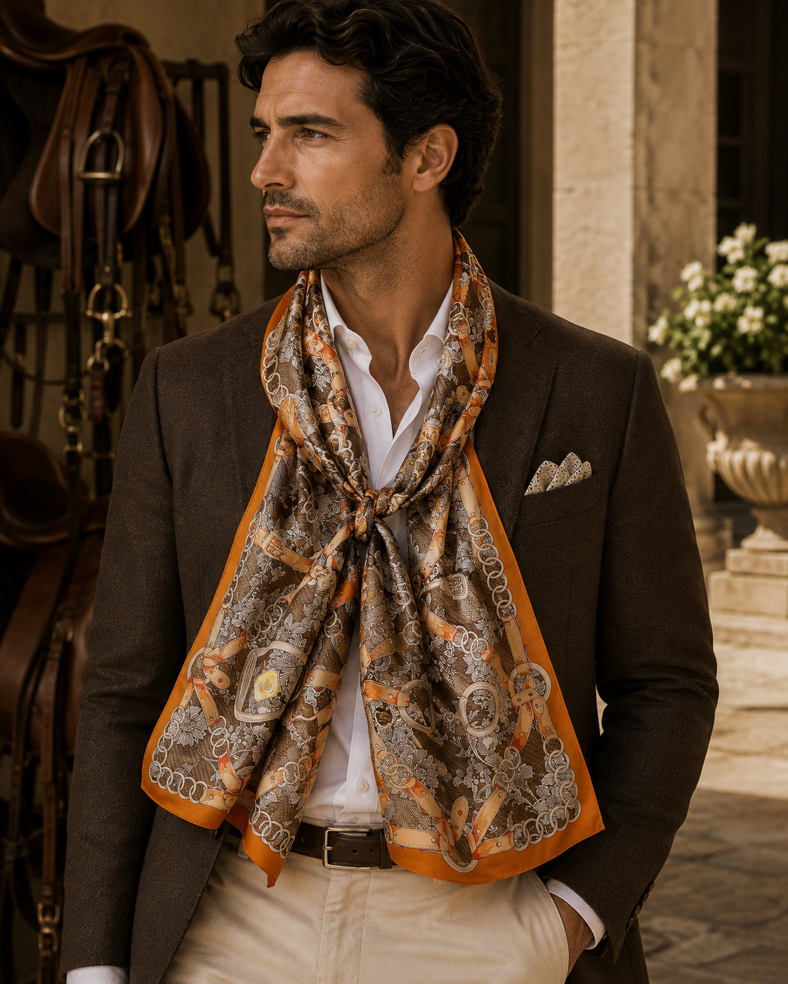 Men Scarf with Cufflinks & Chocolates Gift Set