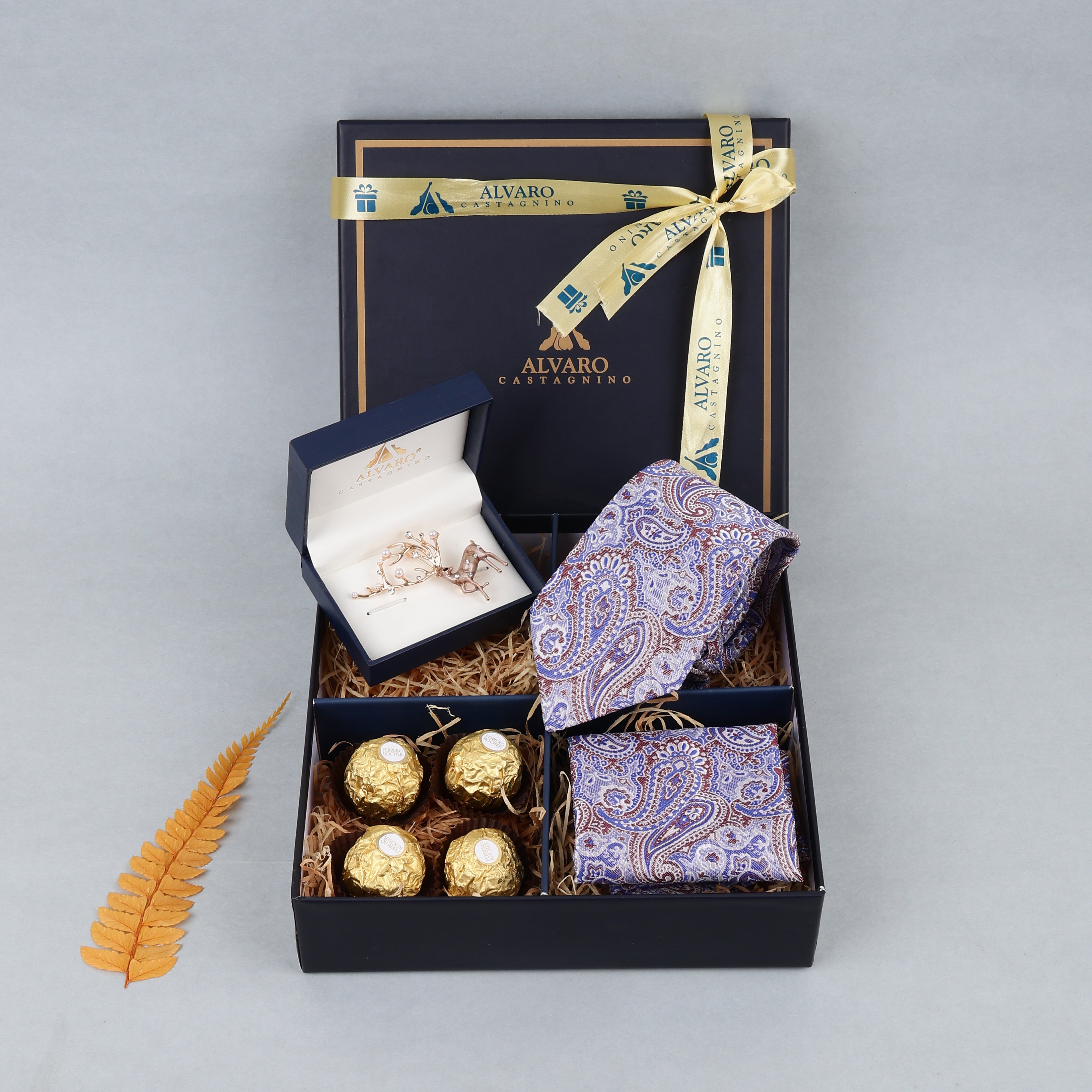 Paisley Tie, Pocket Square, Lapel Pin & Chocolates Gift Set