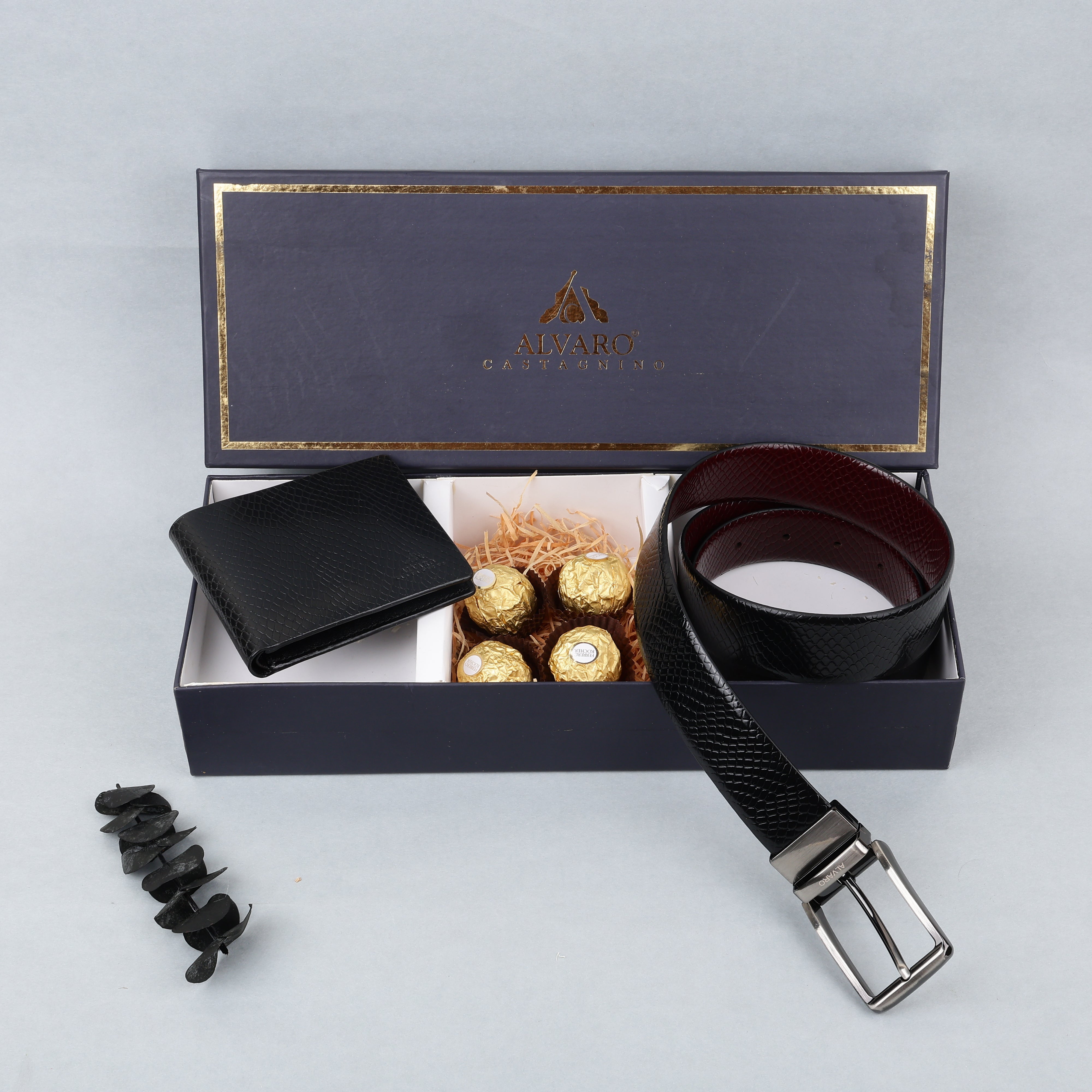 Leather Belt, Wallet & Chocolates Gift Box Set