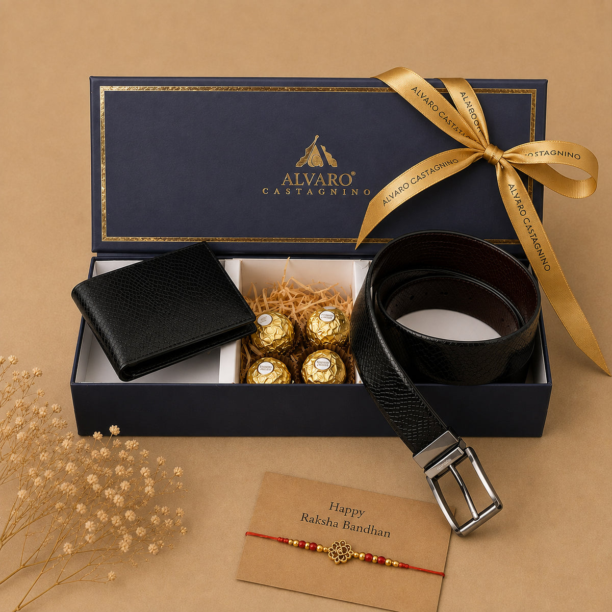 Leather Belt, Wallet & Chocolates Gift Box Set