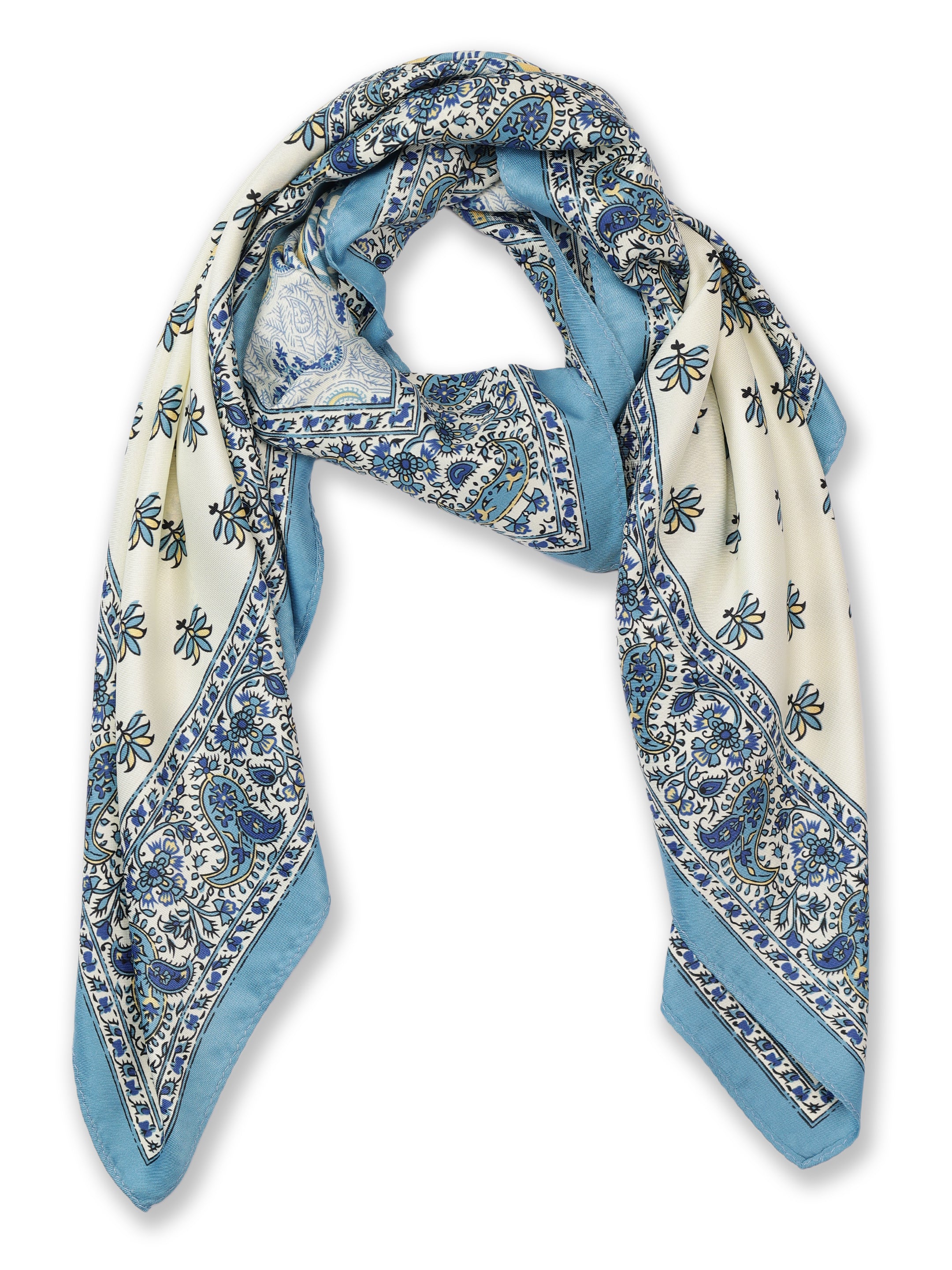 Alvaro Castagnino Women Blue & Cream Unisex Printed Stole