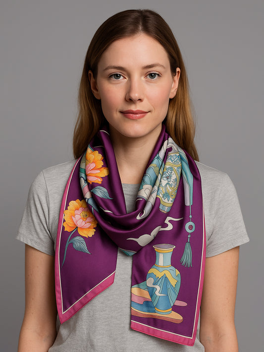 Alvaro Castagnino Women Purple & White Unisex Printed Stole