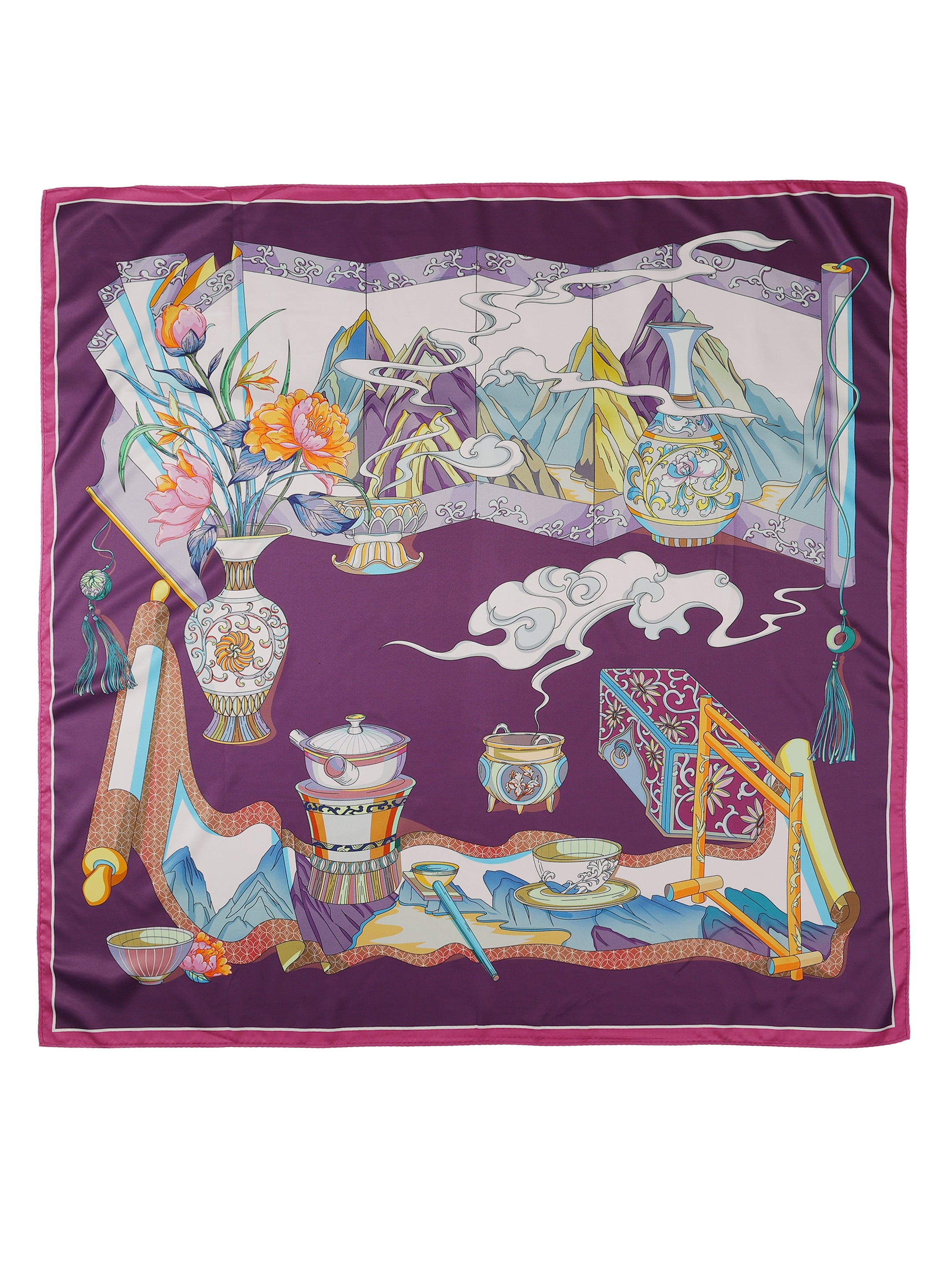 Alvaro Castagnino Women Purple & White Unisex Printed Stole