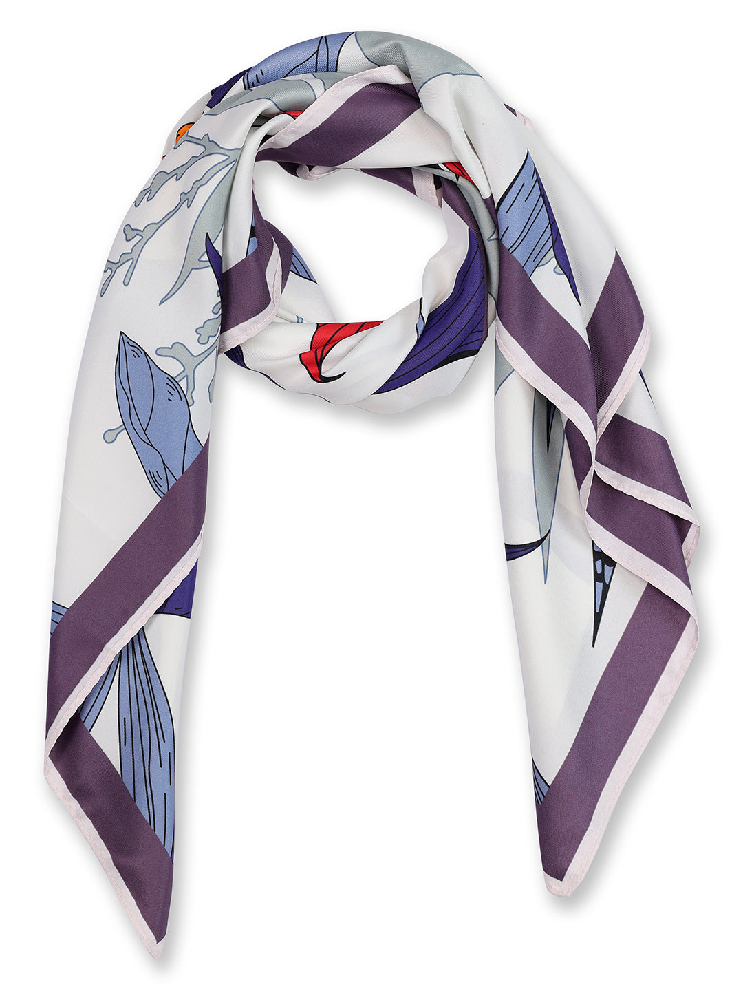 Alvaro Castagnino Women White & Maroon Unisex Printed Stole