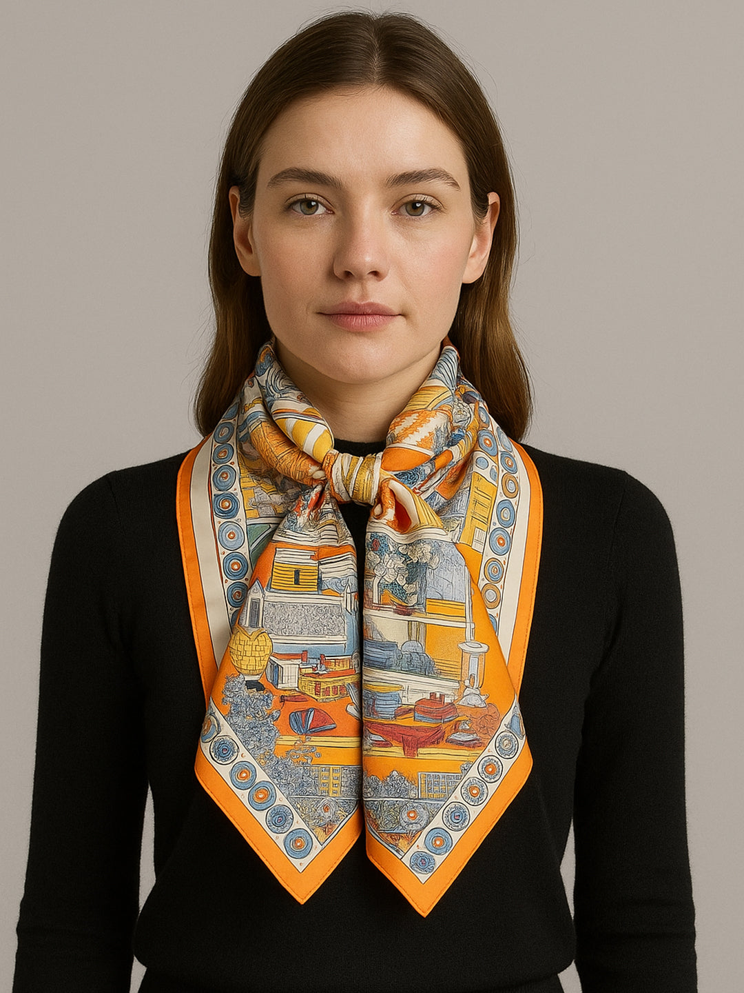 Alvaro Castagnino Women Orange & White Unisex Printed Stole