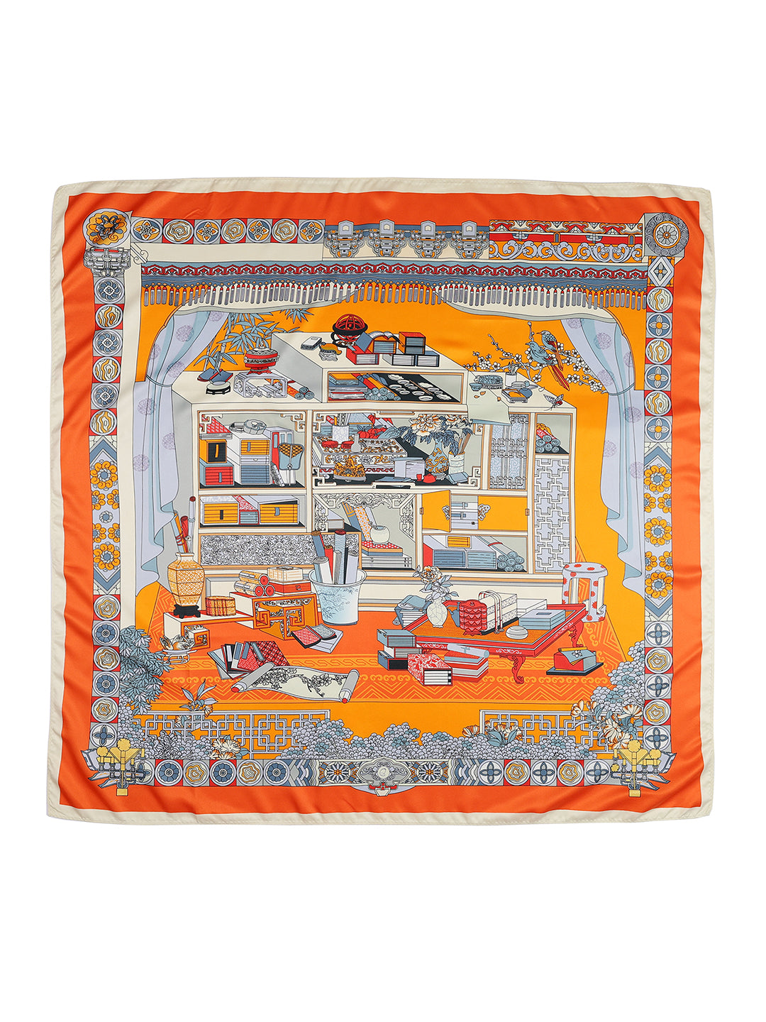 Alvaro Castagnino Women Orange & White Unisex Printed Stole