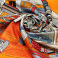 Alvaro Castagnino Women Orange & White Unisex Printed Stole